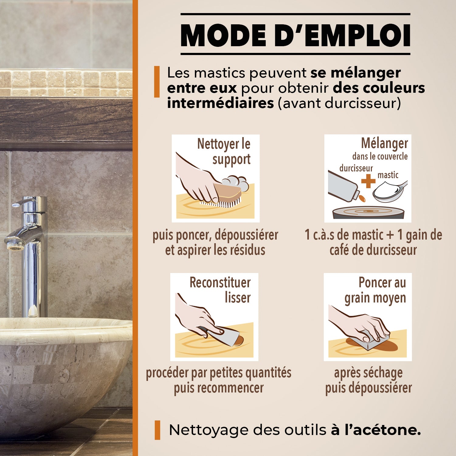 SINTO - Répare sols et murs gris (ardoise, marbre, pierre bleue, béton ciré) 280g Gris