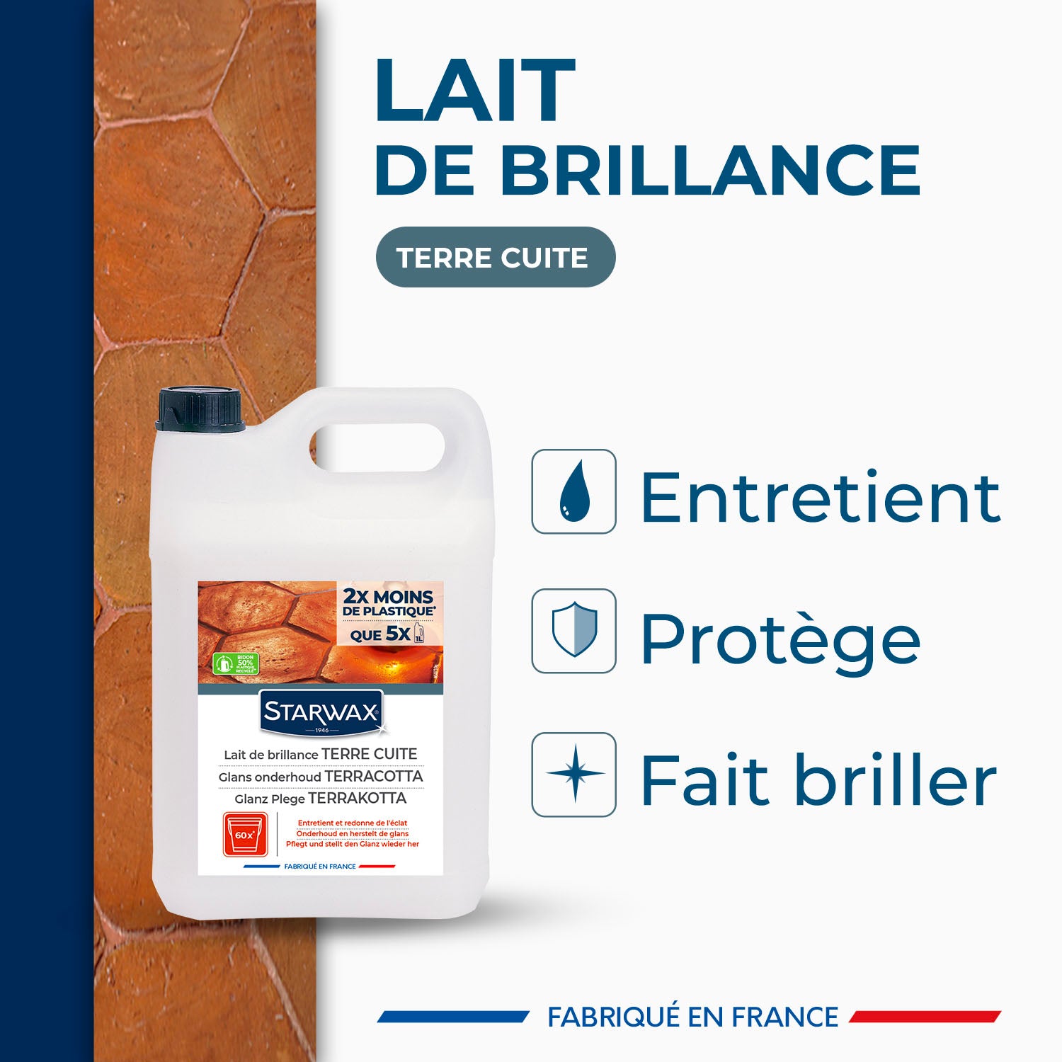 STARWAX - Lait de brillance pour tomettes et terres cuites
1L