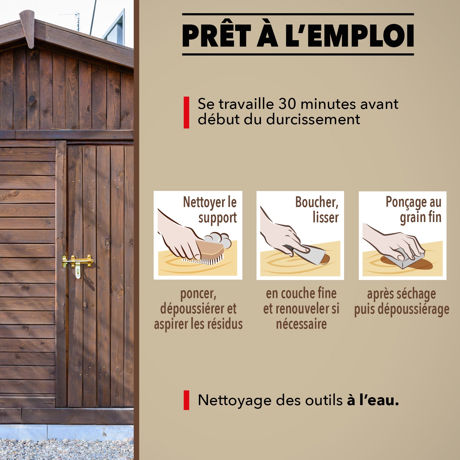 SINTO - Rebouche imperfections - Pâte à bois naturel 80g Blanc