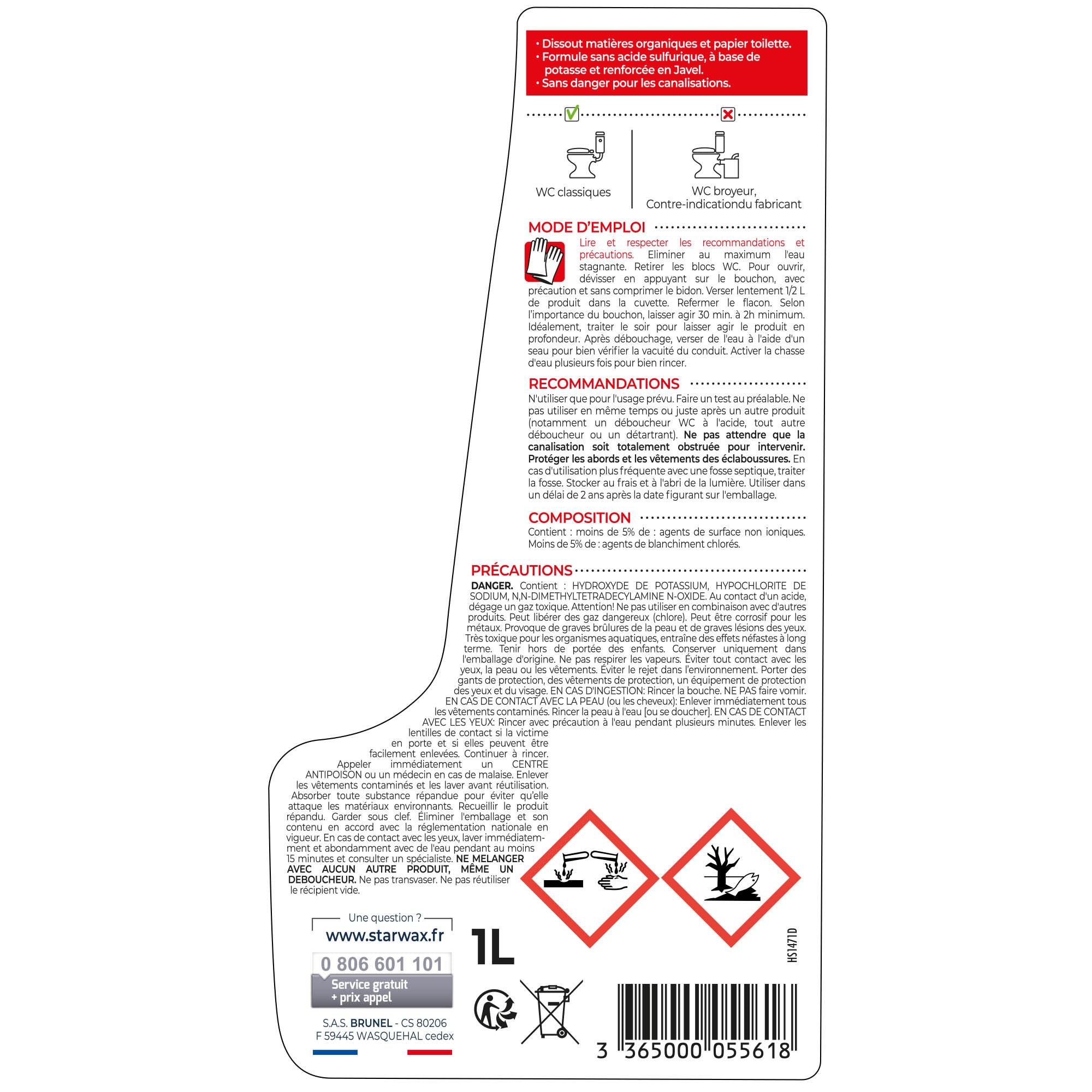 STARWAX - Déboucheur spécial WC 1L