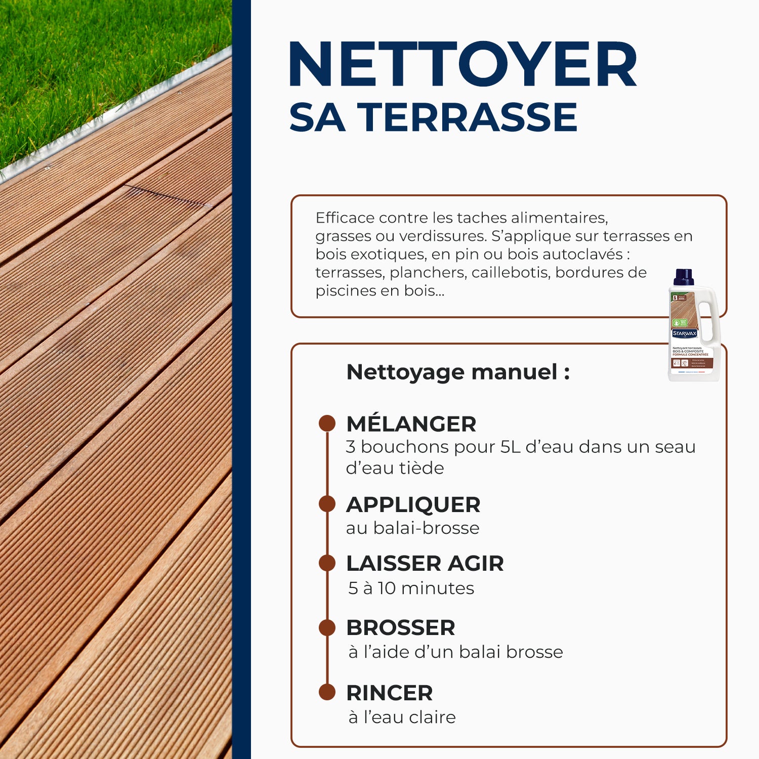 STARWAX - Nettoyant concentré pour terrasses en bois et composite
1L