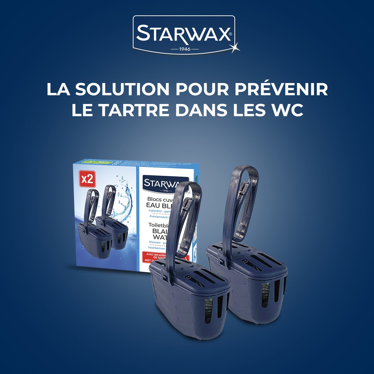 STARWAX - Blocs cuvette eau bleue pour WC
2 x 40g