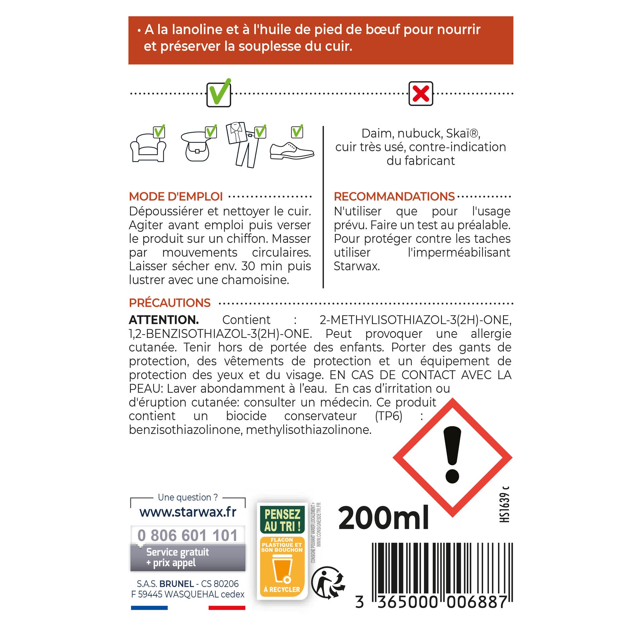 STARWAX - Cire rénovante nourrissante pour cuirs secs 200ml