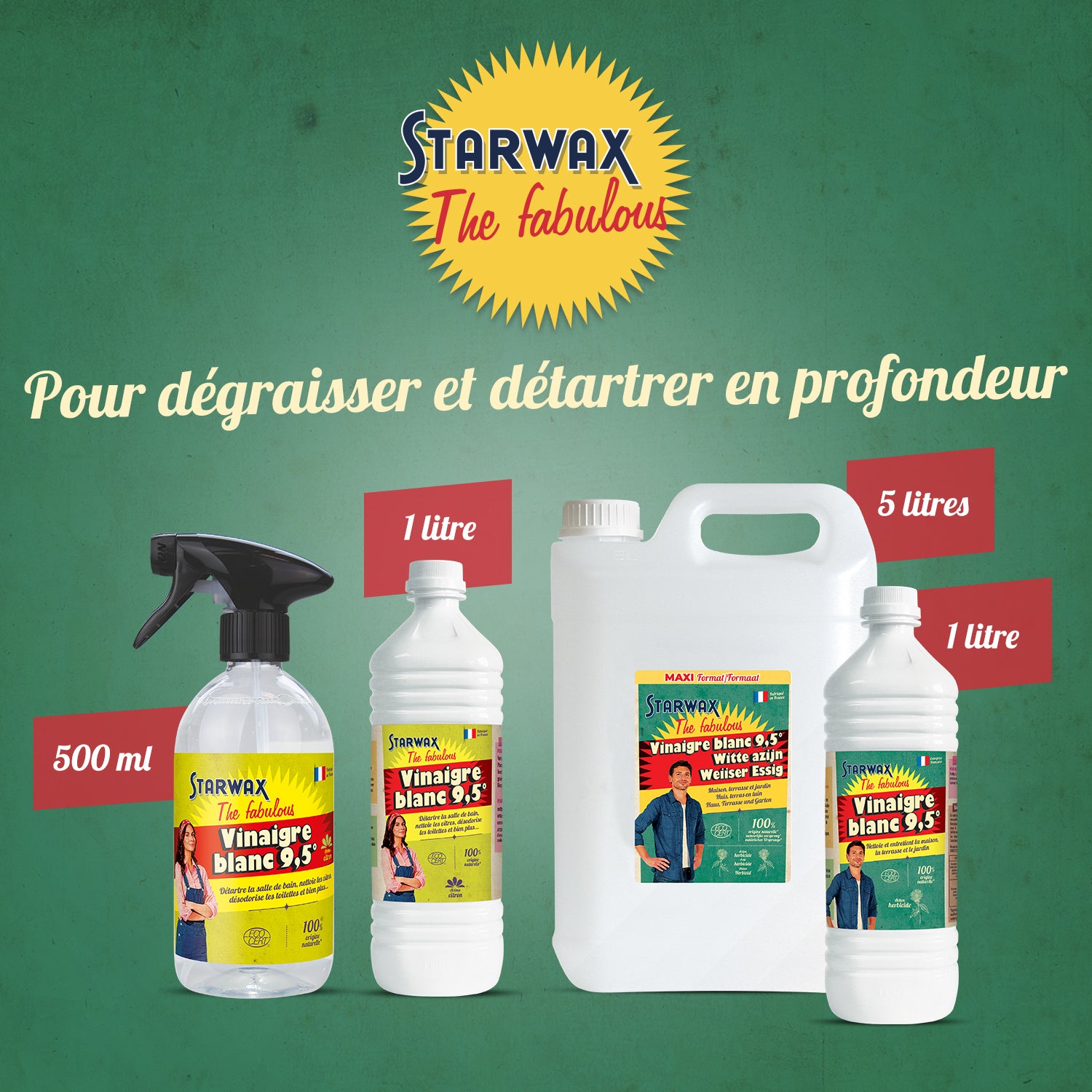 STARWAX FABULOUS - Vinaigre blanc 9.5° sans parfum 1L