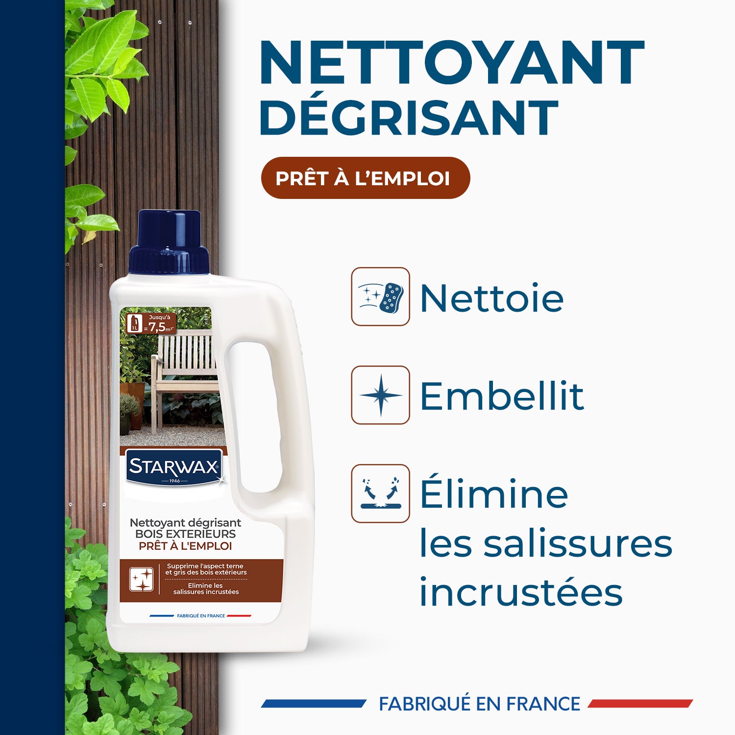 STARWAX - Nettoyant dégrisant pour bois extérieurs 1L