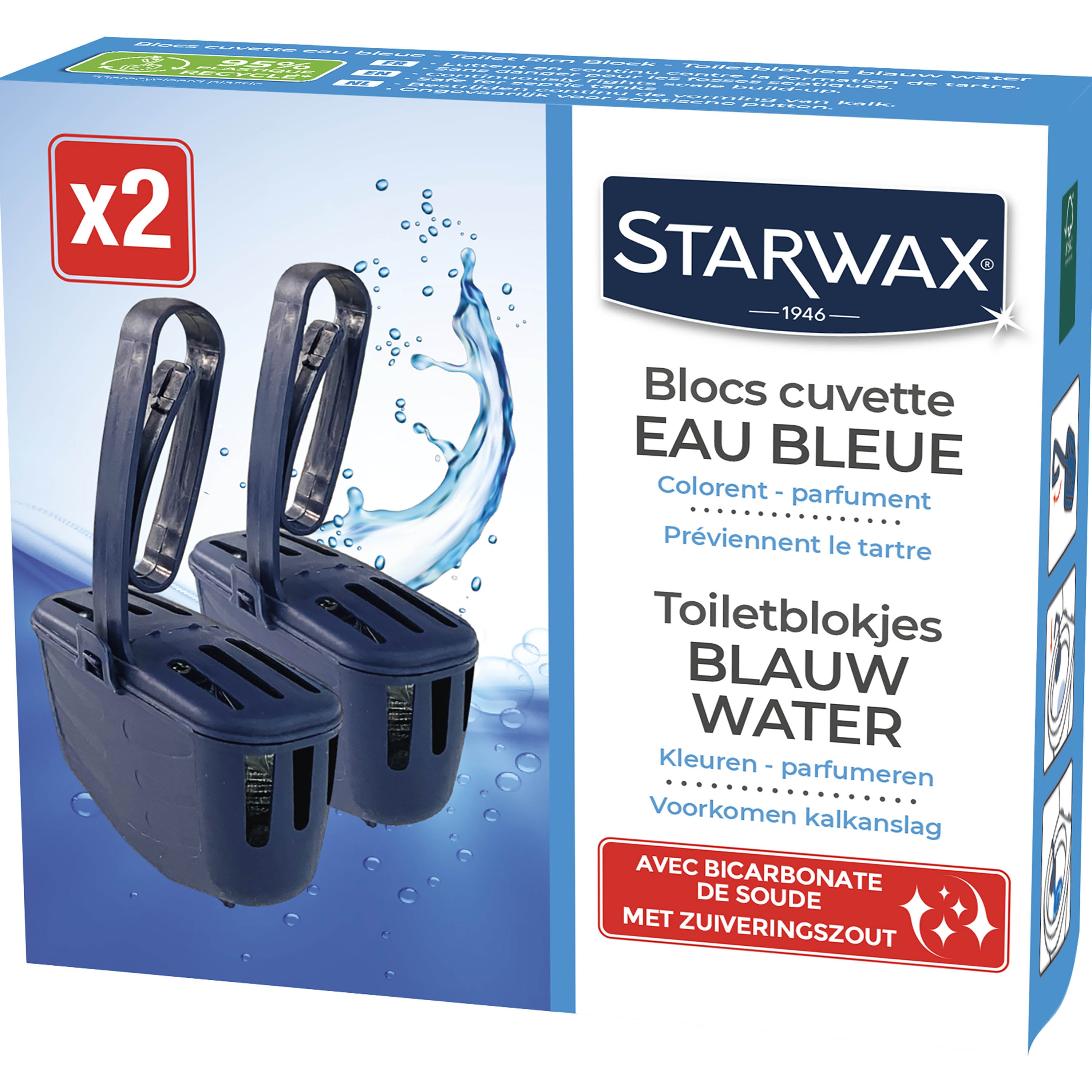 STARWAX - Blocs cuvette eau bleue pour WC
2 x 40g