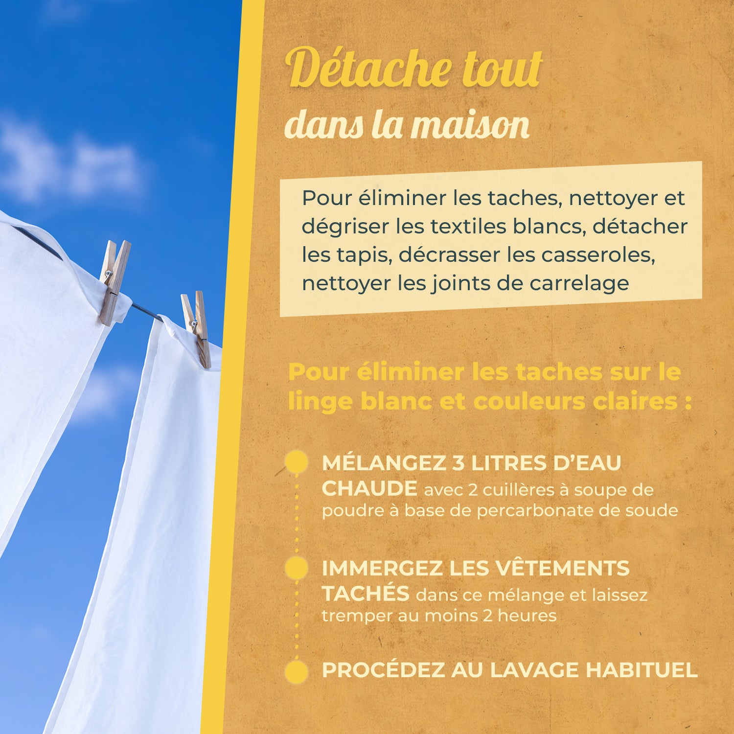 STARWAX FABULOUS - Ma poudre détachante & raviveur de blancheur au percarbonate de soude – Sachet éco 1kg