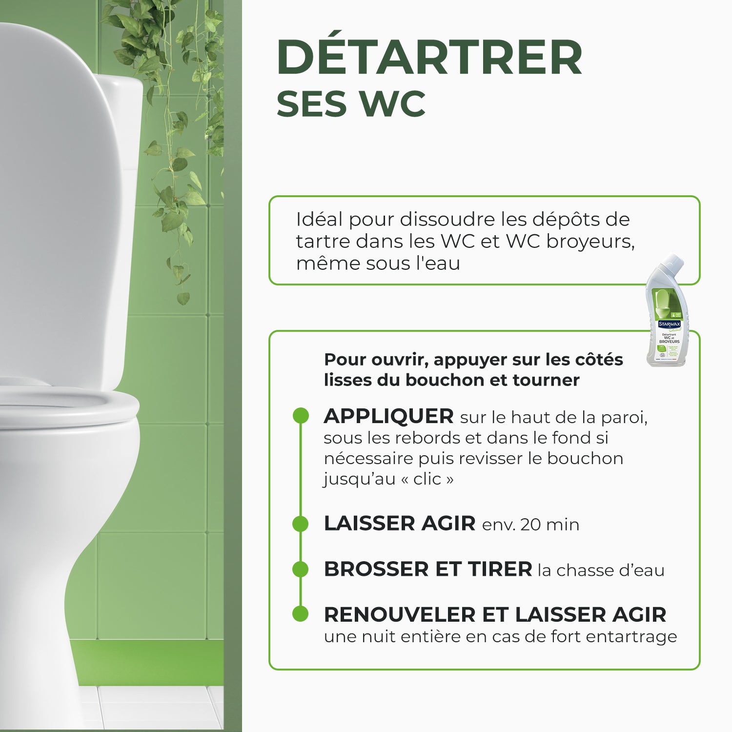 STARWAX SOLUVERT - Détartrant en gel pour WC et broyeurs 750ml