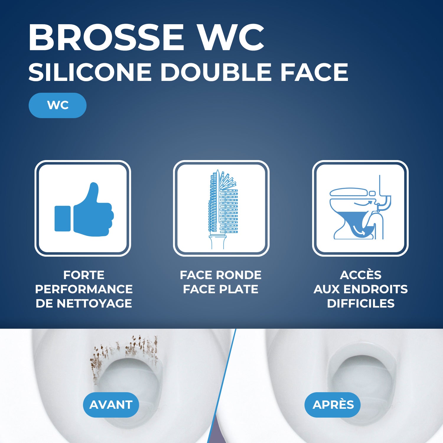 STARWAX - Brosse WC silicone avec support mural X1 Blanche