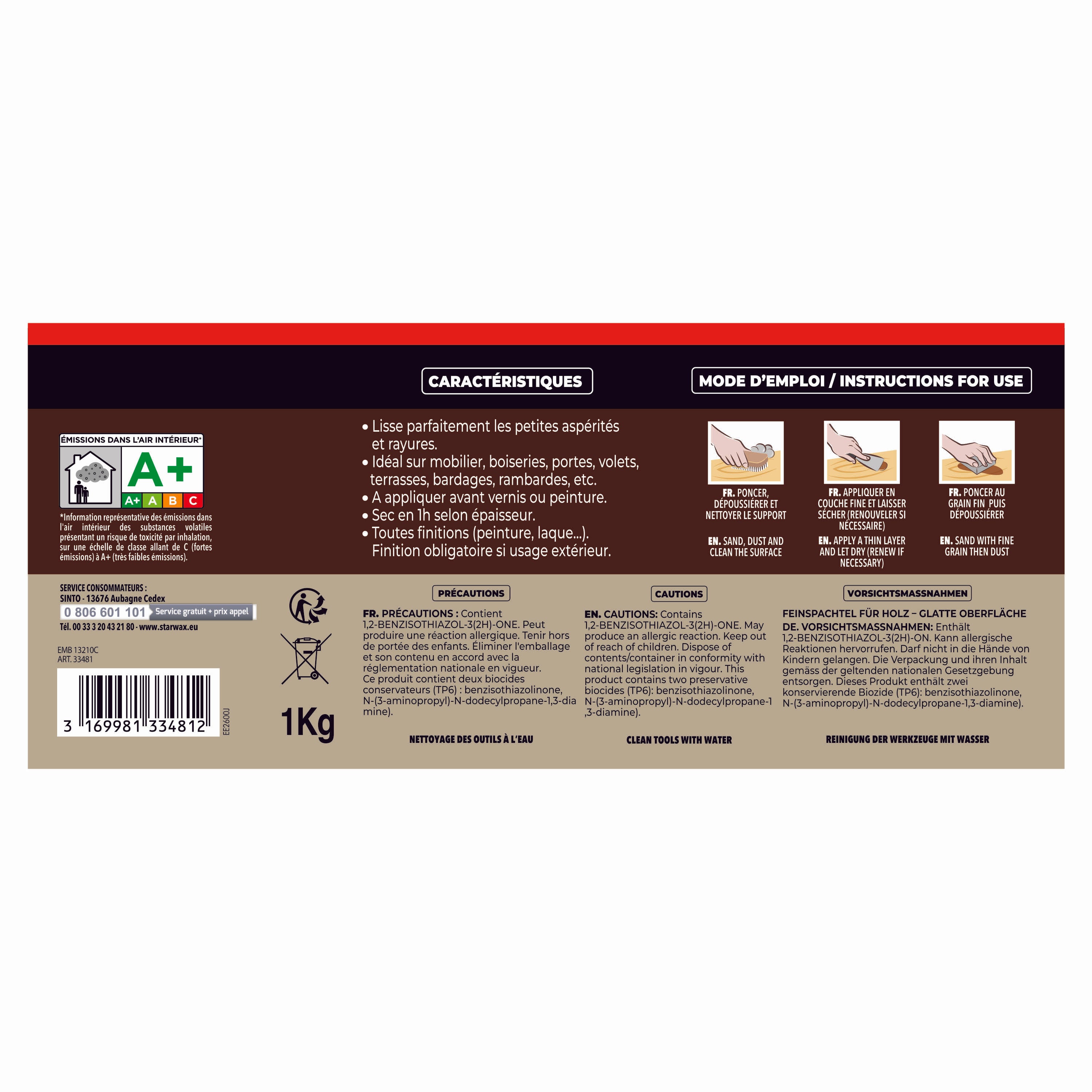 SINTO - Lisse parfaitement le bois 250g Bois clair