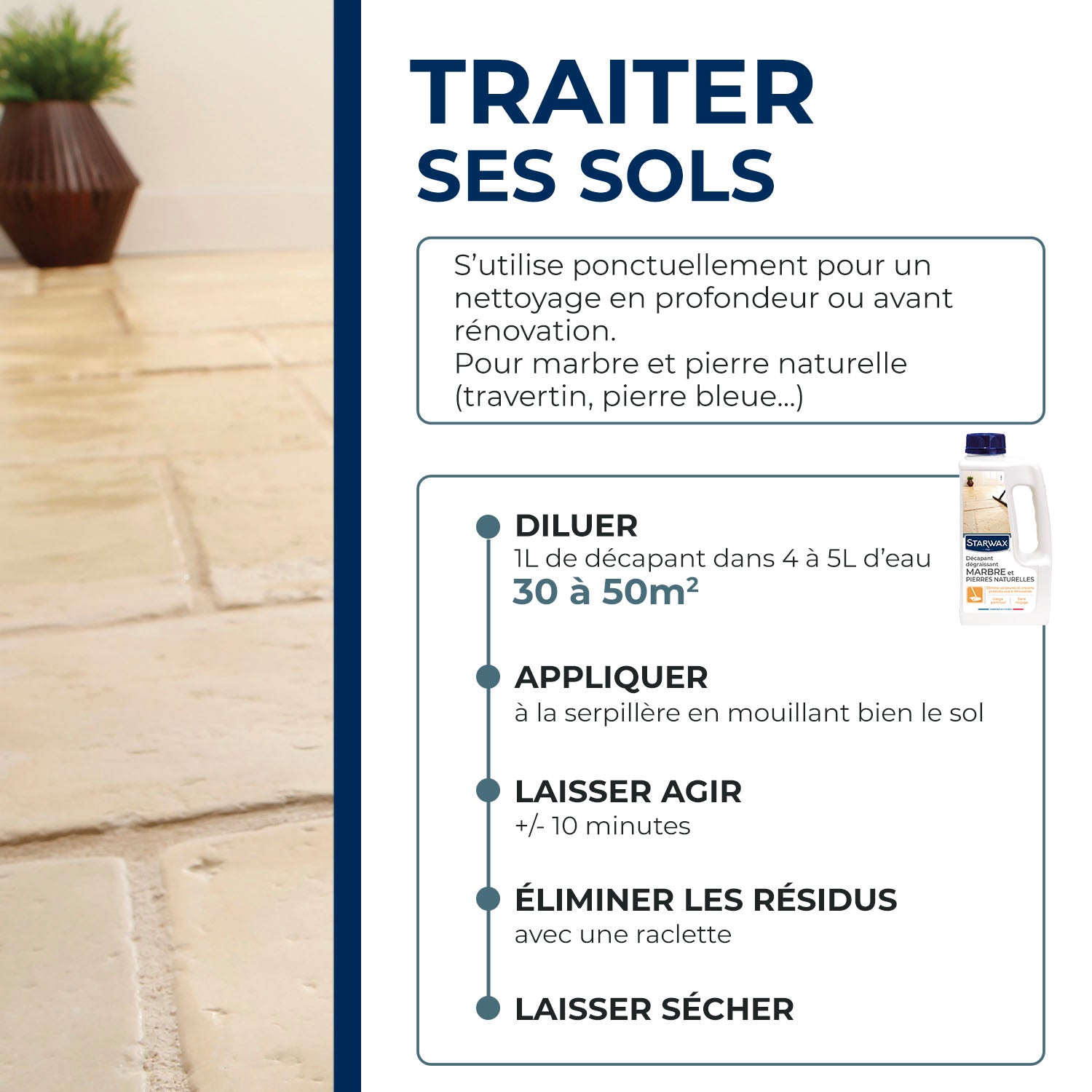 STARWAX - Décapant dégraissant Marbre et pierres naturelles 1L