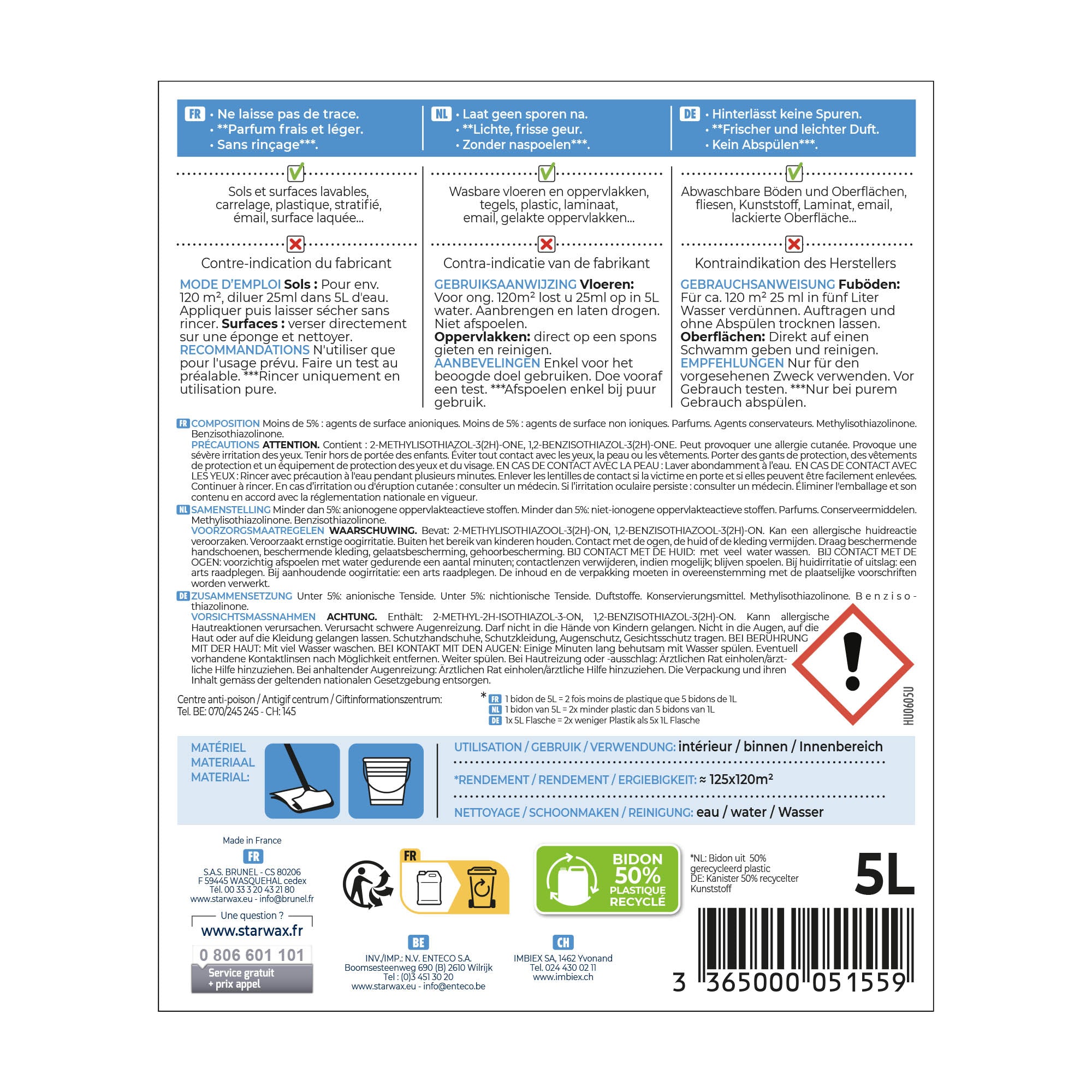 STARWAX - Nettoyant multi-usages concentré parfum pin des landes 1L Parfum pin des landes (parfum de synthèse)