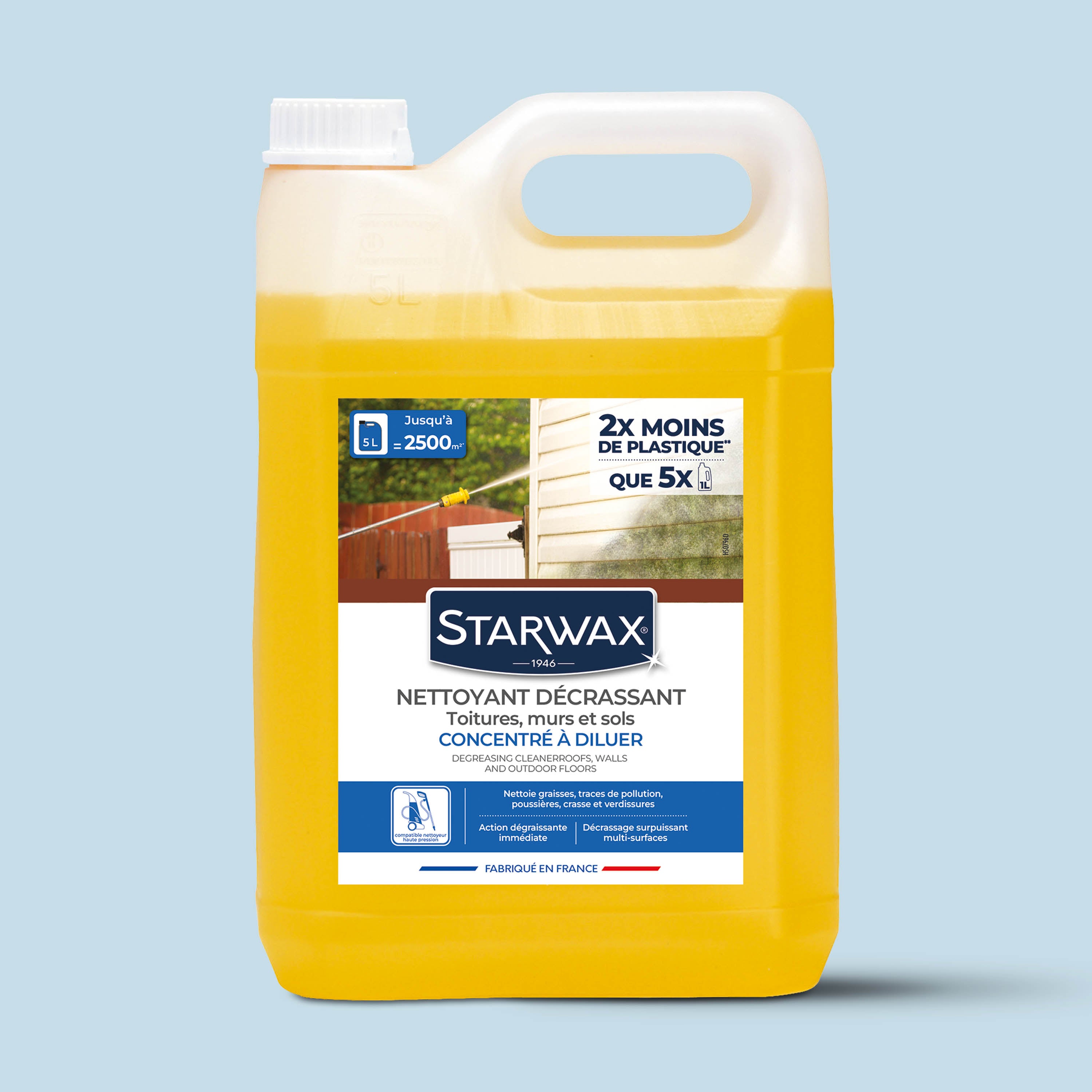 STARWAX - Nettoyant décrassant pour toitures, murs, et sols extérieurs 1L