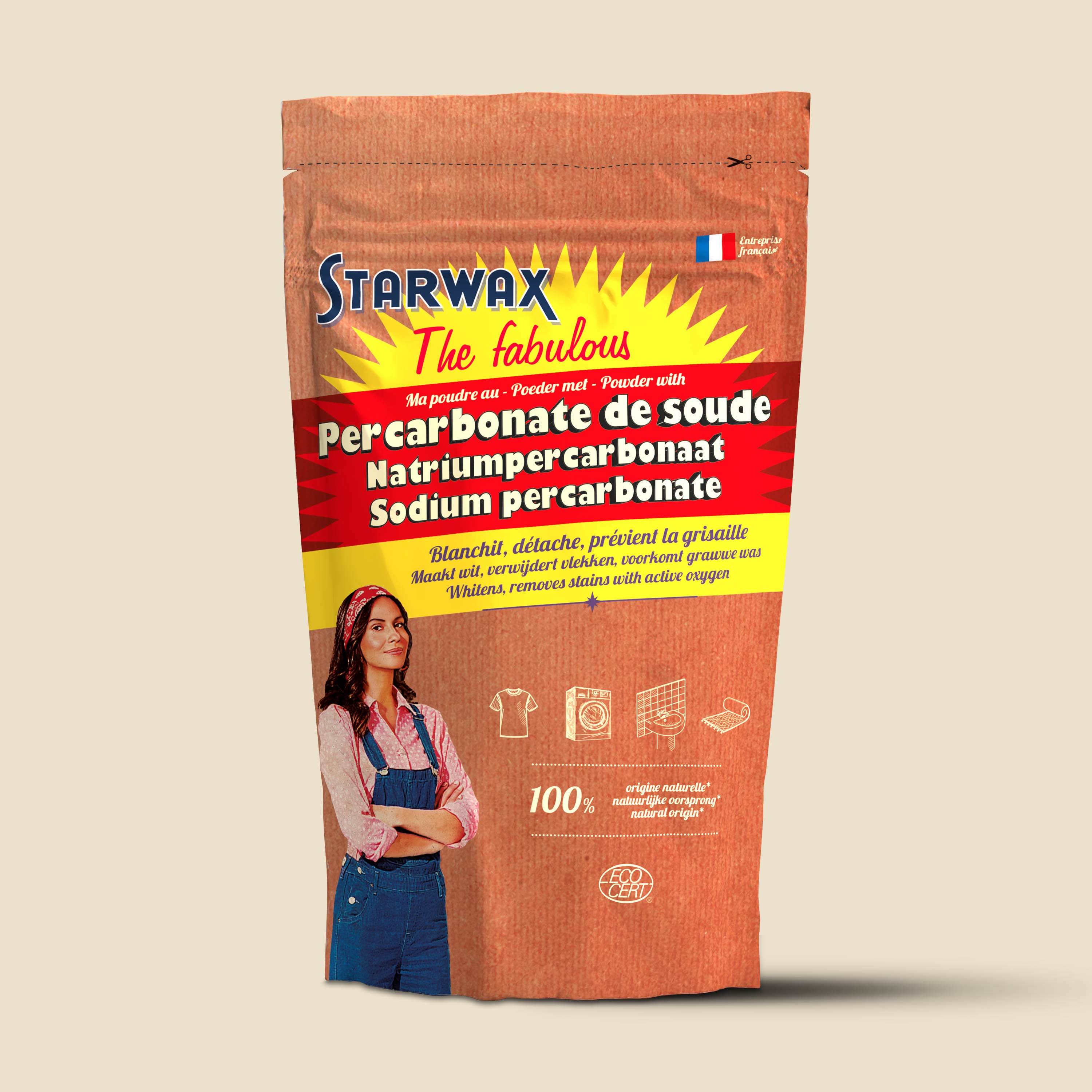 STARWAX FABULOUS - Ma poudre détachante & raviveur de blancheur au percarbonate de soude – Sachet éco 1kg