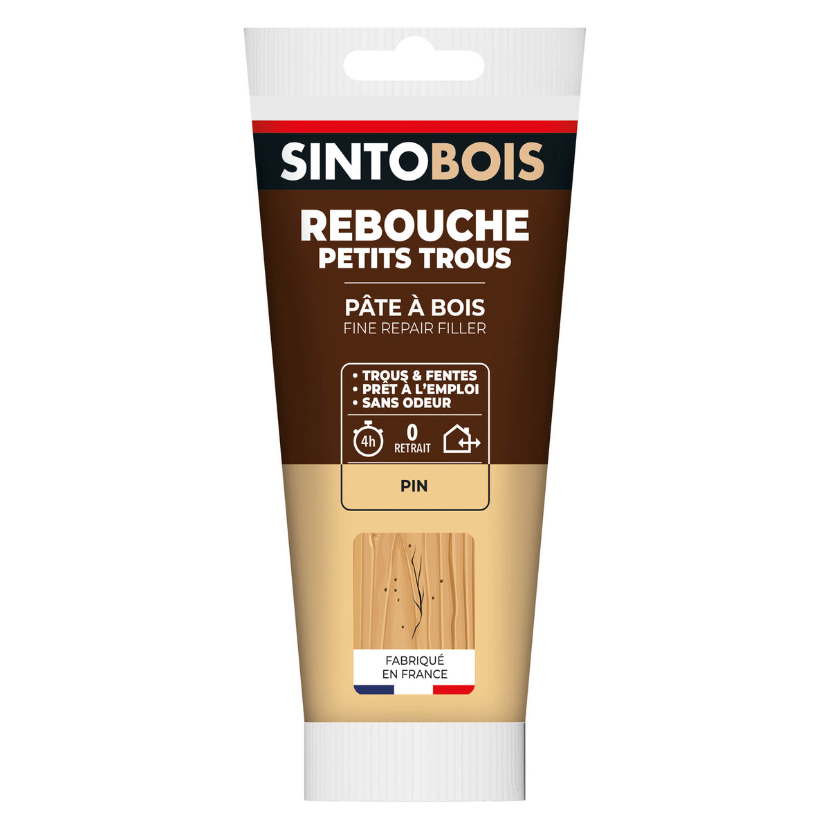 SINTO - Rebouche imperfections - Pâte à bois naturel 80g Blanc