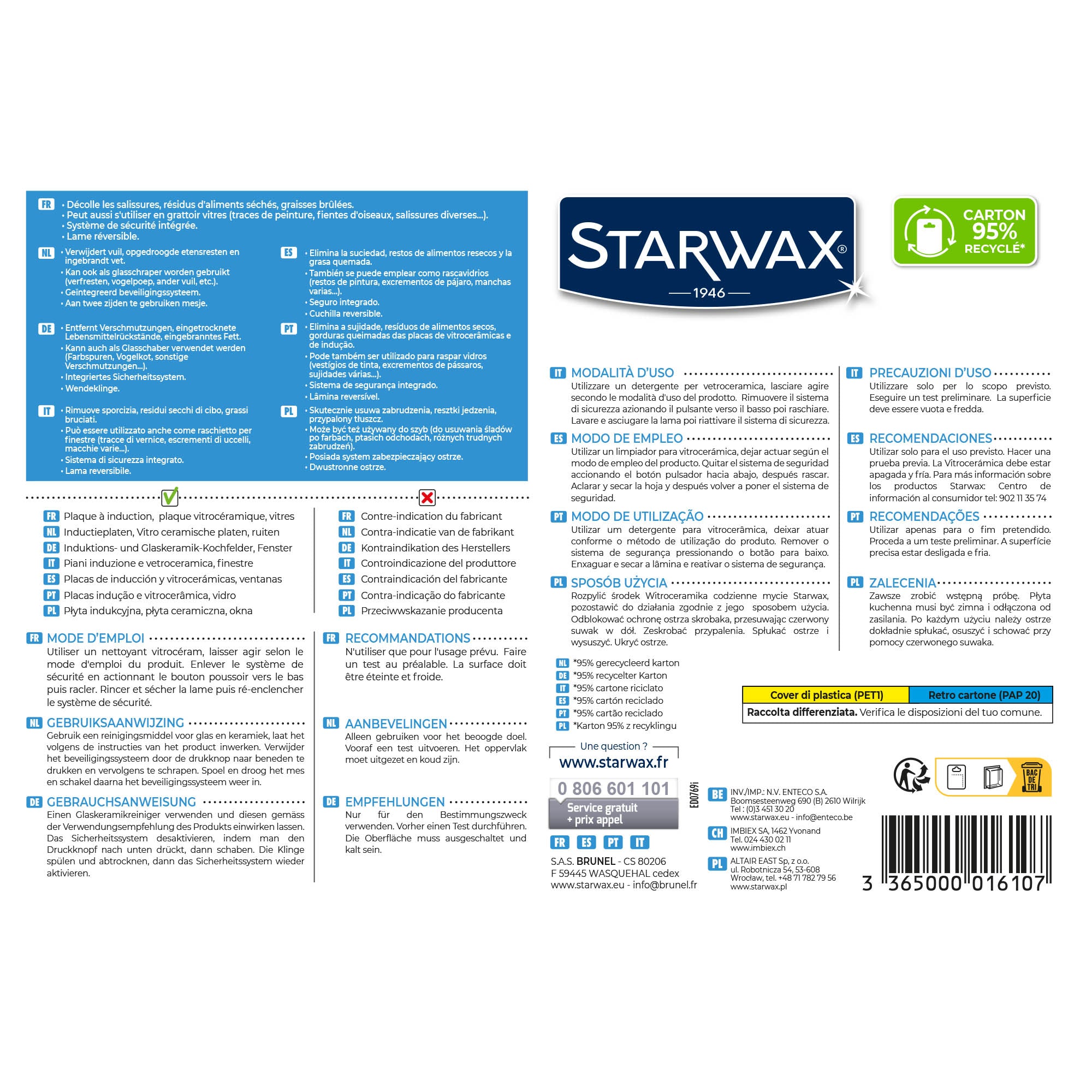STARWAX - Racloir pour vitroceram & induction
X1
