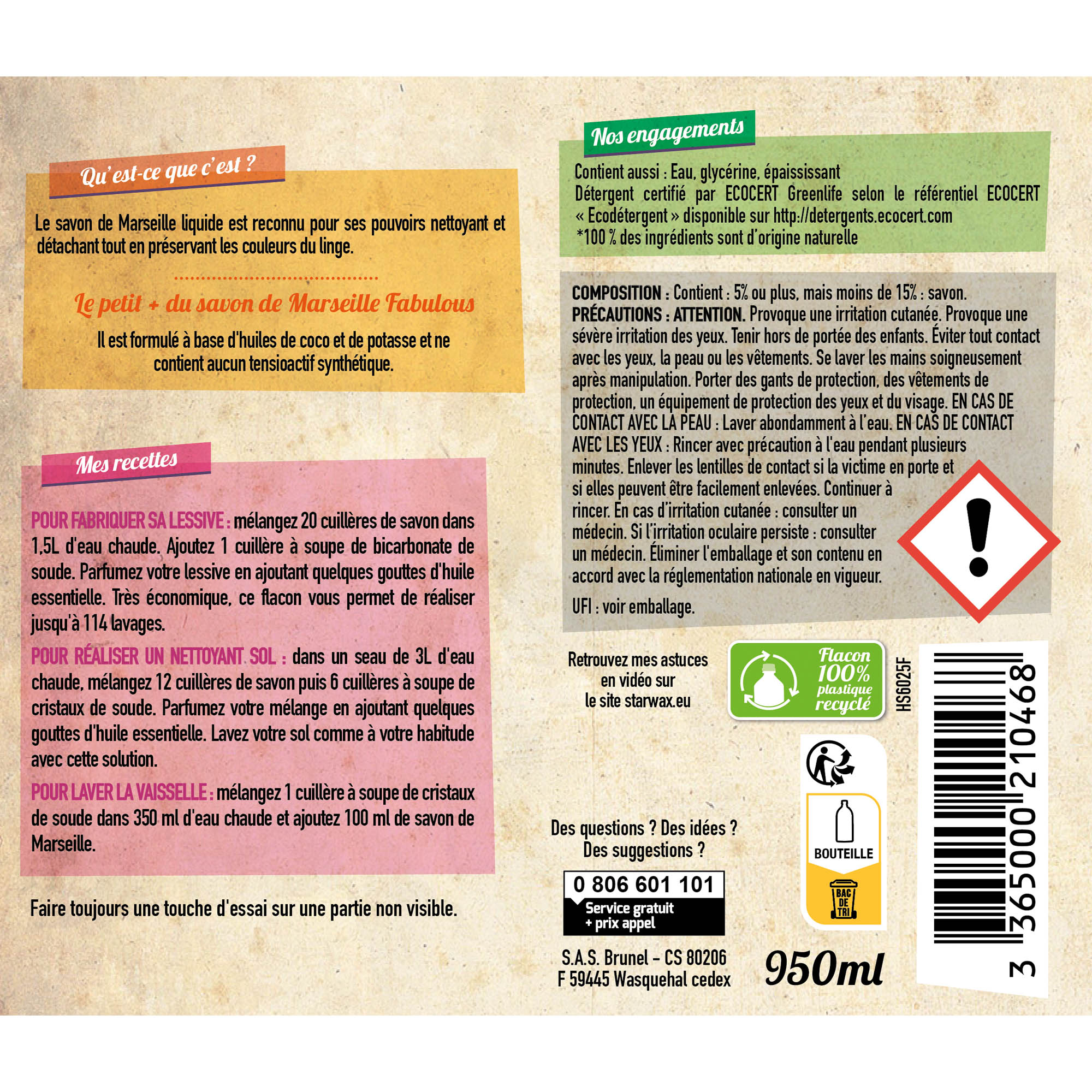 STARWAX FABULOUS - Savon de Marseille 950ml