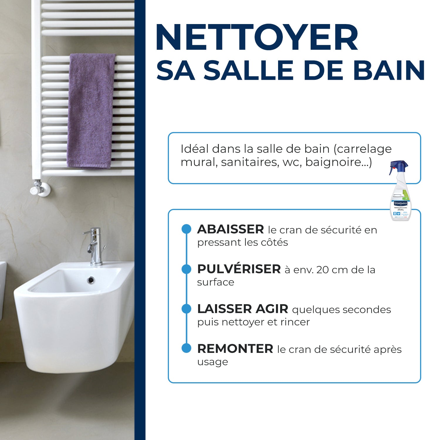 STARWAX - Nettoyant javel pour salle de bains 500ml