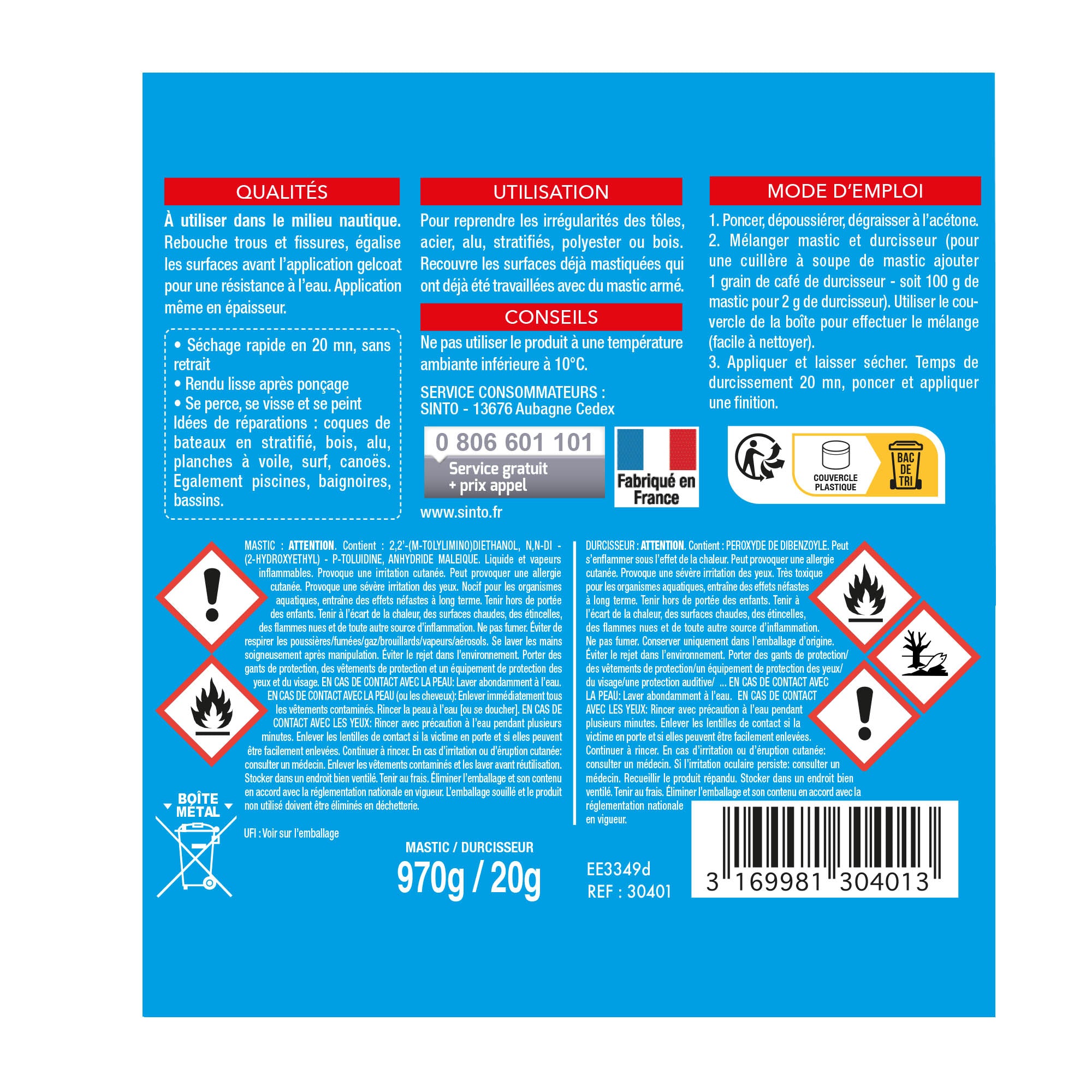 SINTO - Mastic standard polyester 970g