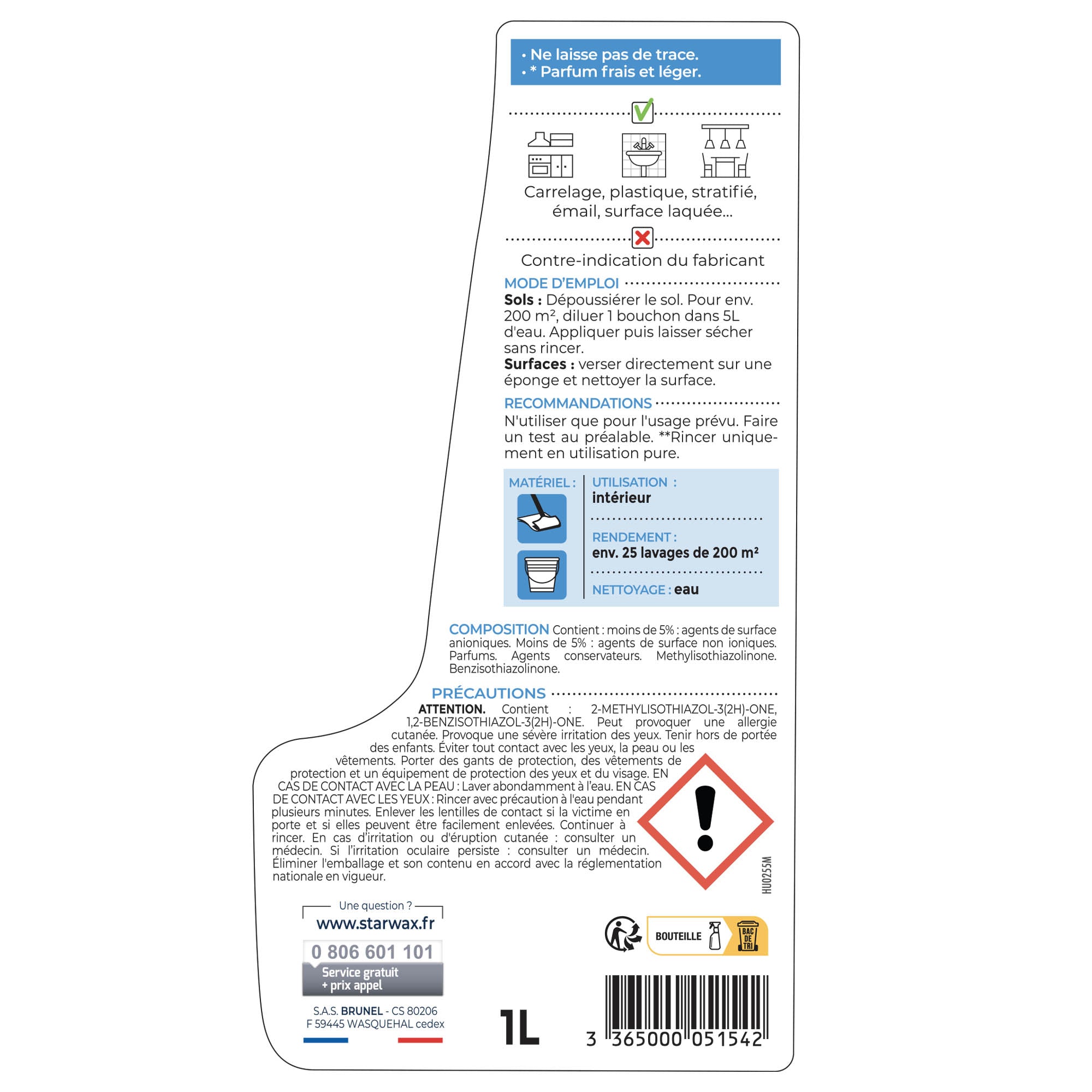 STARWAX - Nettoyant multi-usages concentré parfum pin des landes 1L Parfum pin des landes (parfum de synthèse)