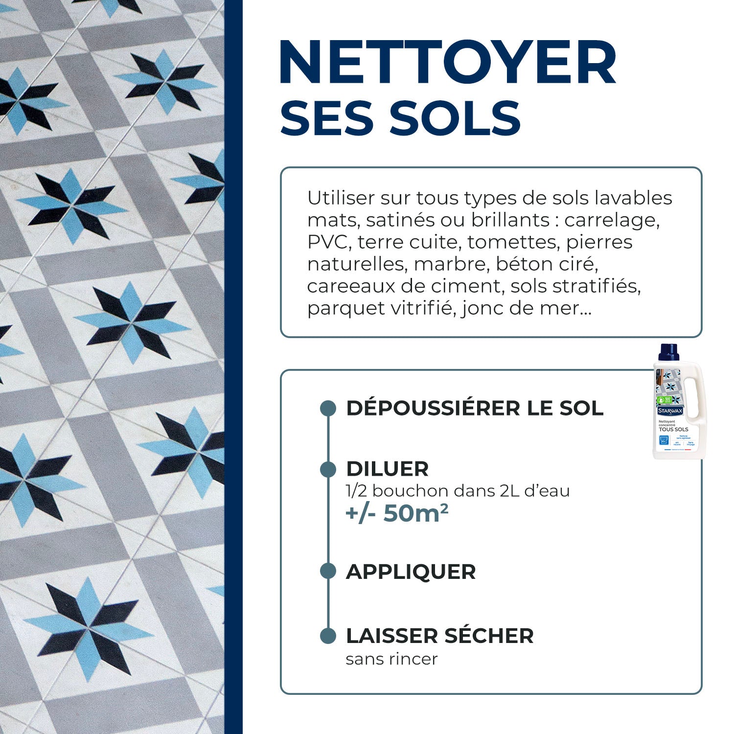 STARWAX - Nettoyant doux pour sols intérieurs 1L