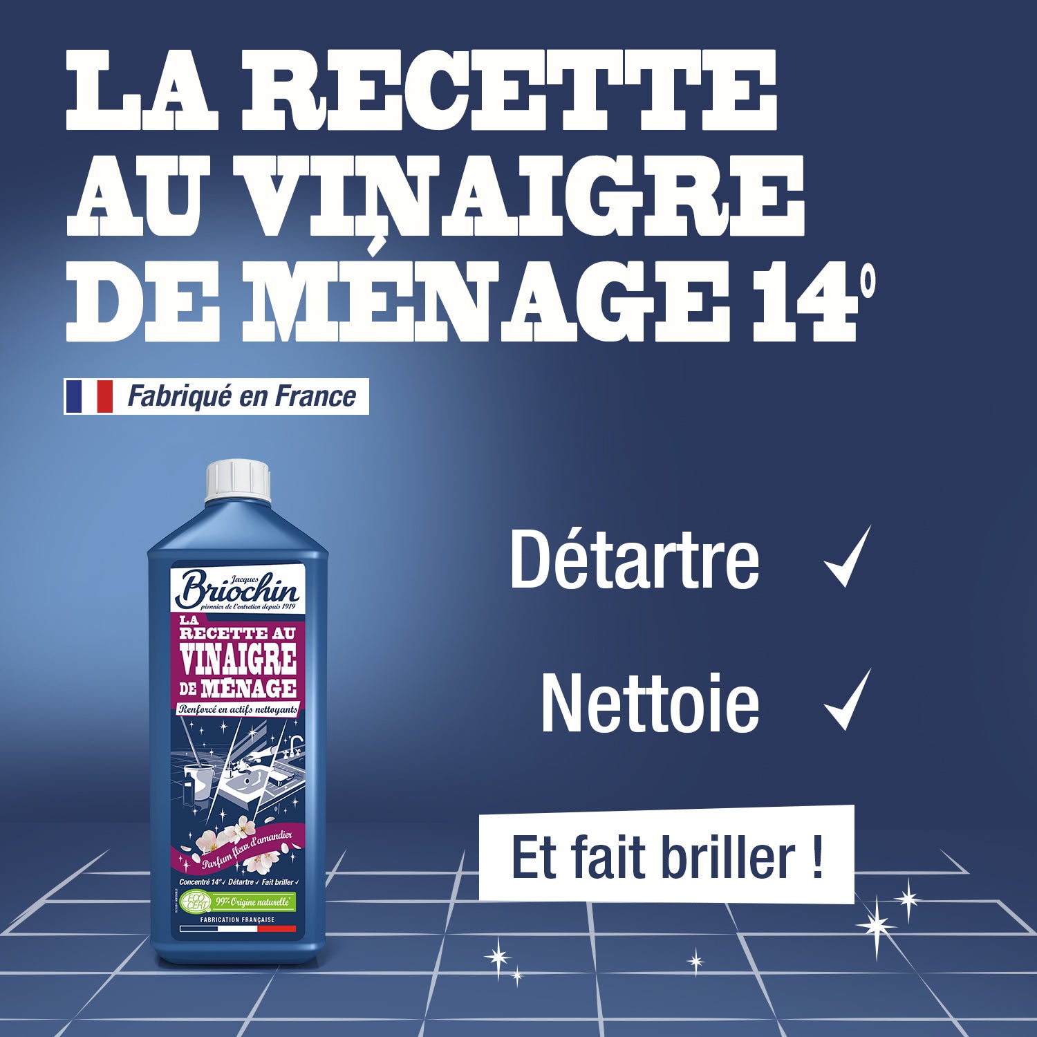 JACQUES BRIOCHIN - Vinaigre parfumé parfum fleur d'amandier 1L Parfum fleur d'amandier