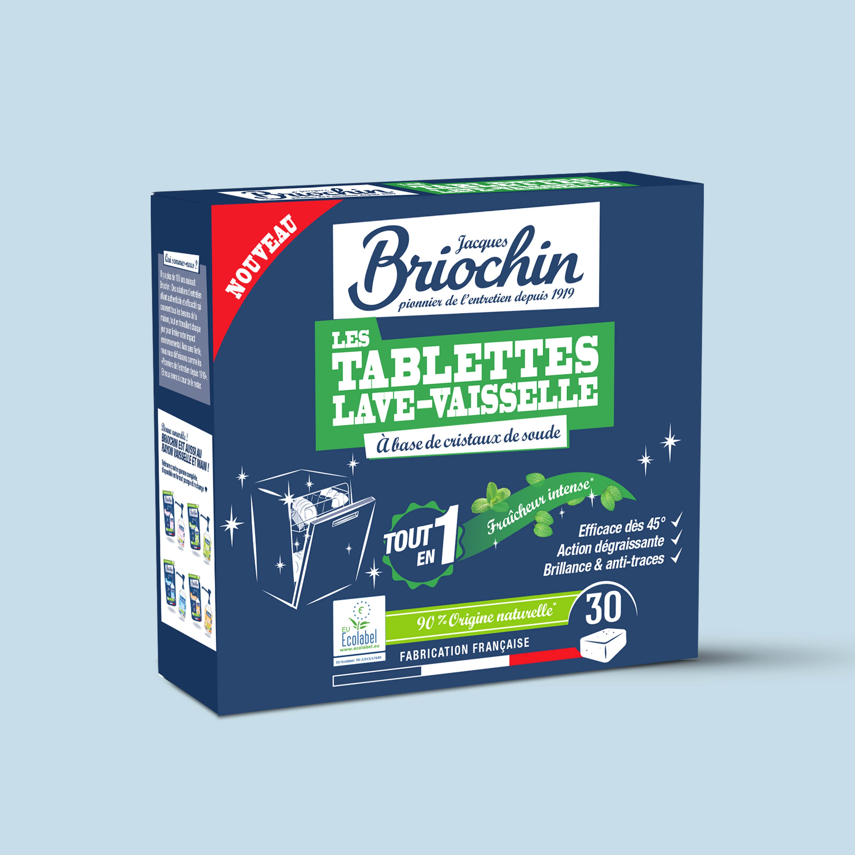 JACQUES BRIOCHIN - Les tablettes lave-vaisselle parfum menthe 30 tablettes Menthe
