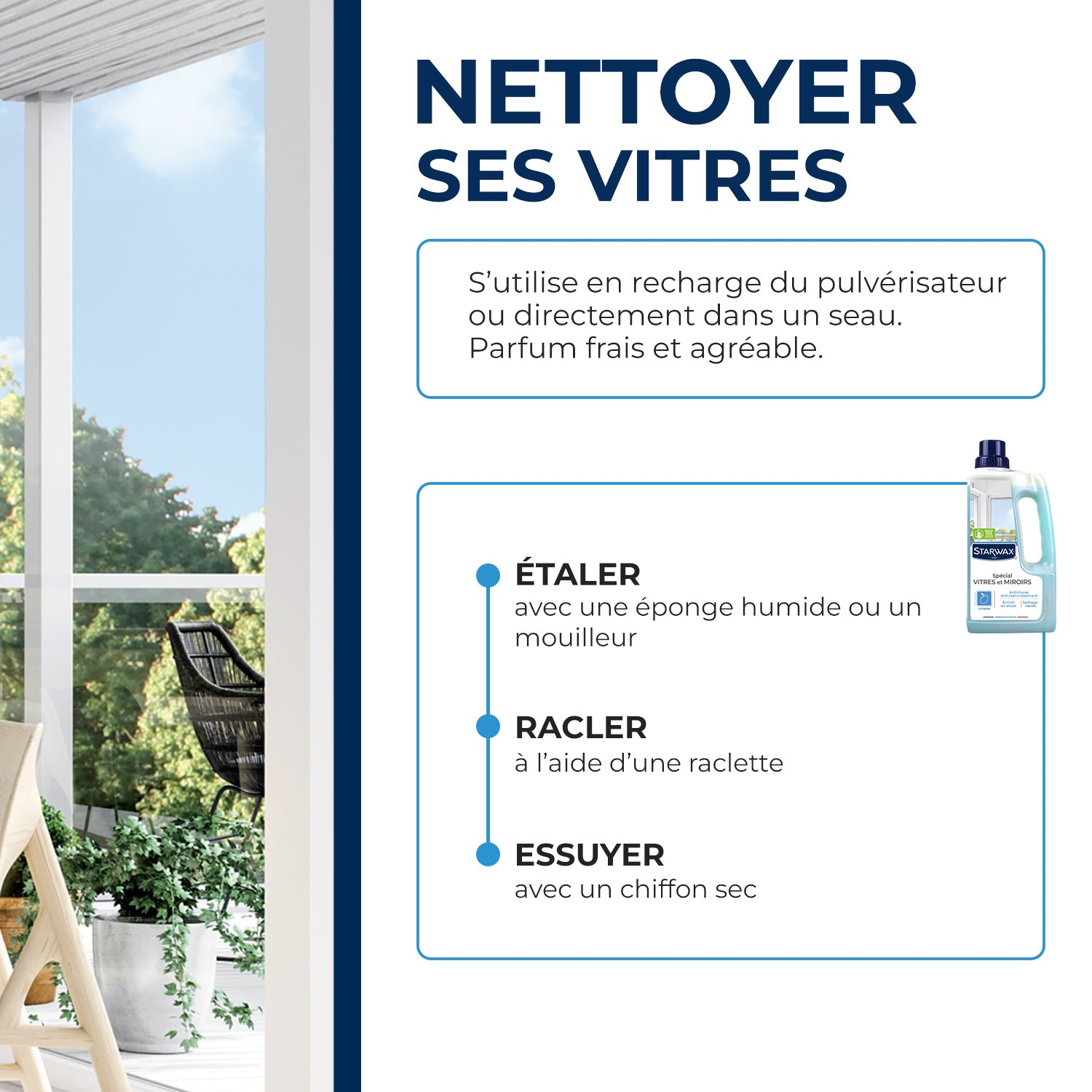 STARWAX - Nettoyant spécial vitres et miroirs
500ml Parfum verveine citron (parfum de synthèse)