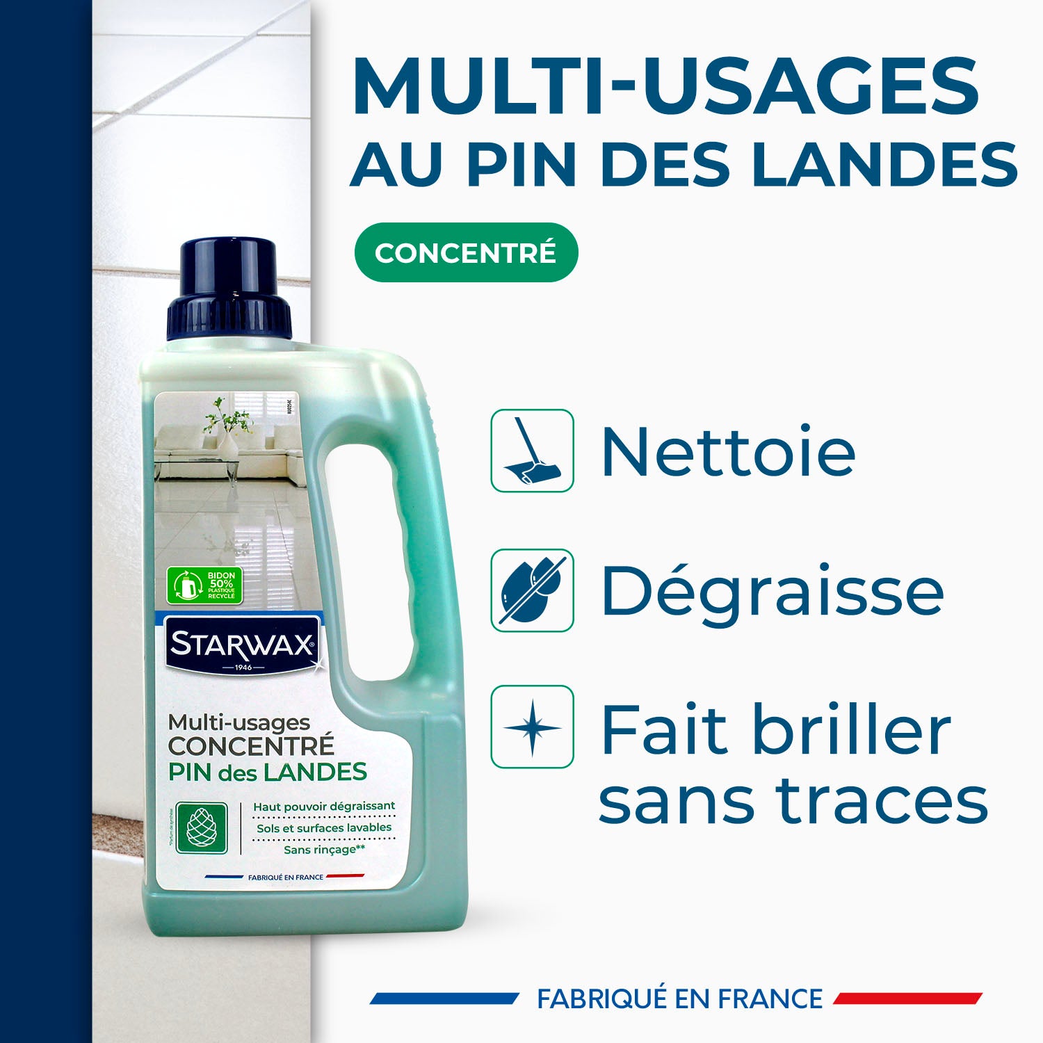 STARWAX - Nettoyant multi-usages concentré parfum pin des landes 1L Parfum pin des landes (parfum de synthèse)