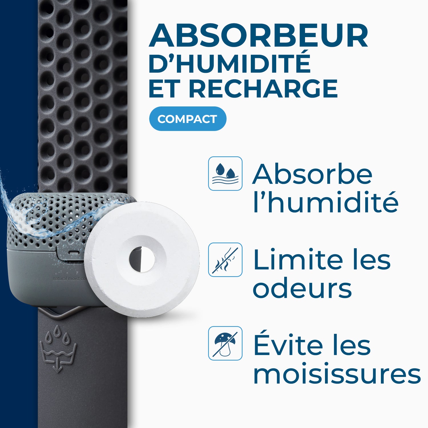 STARWAX - Absorbeur d'humidité Compact + 1 tablette 500G Gris