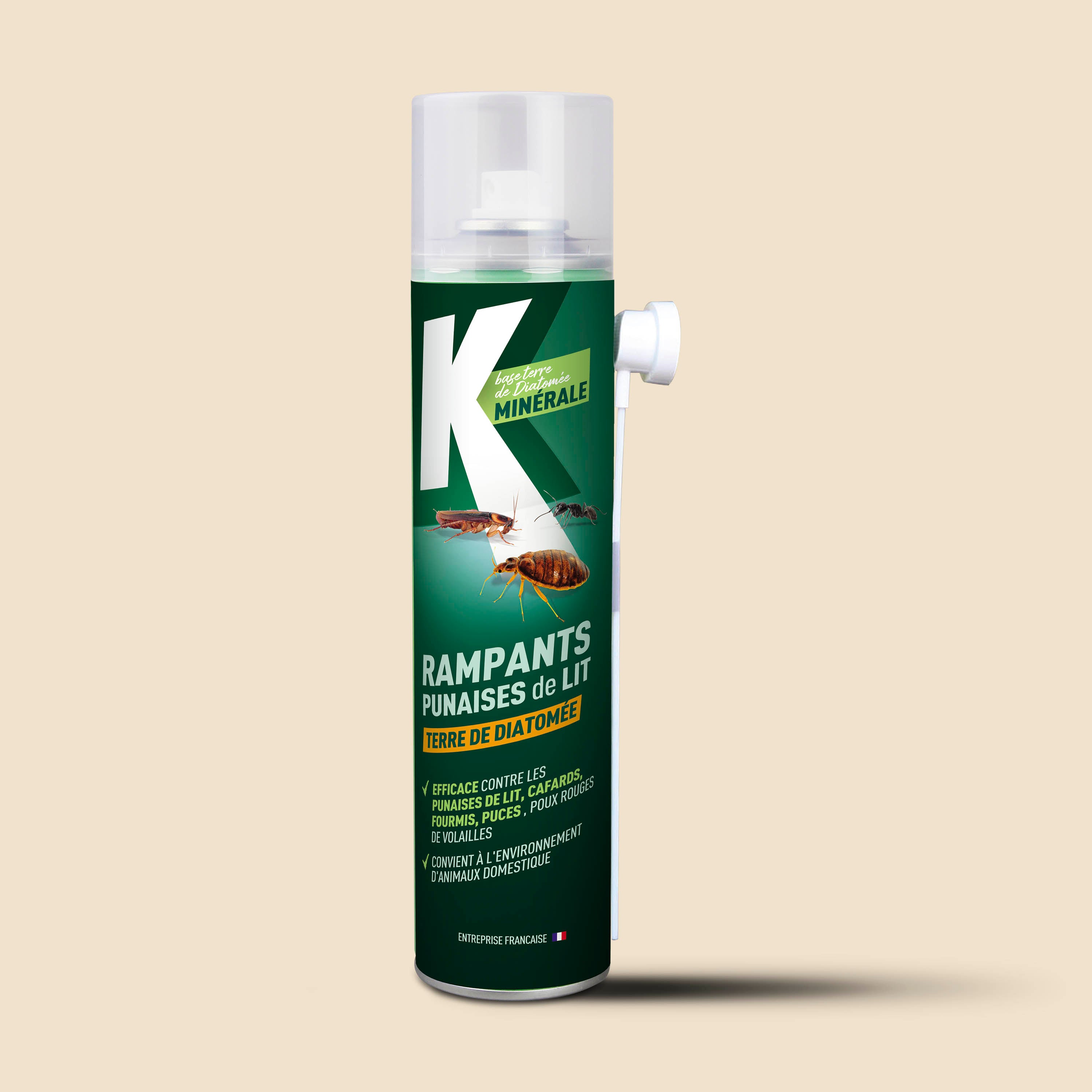 K - Aérosol rampants punaises de lit Terre de Diatomée 400ml
