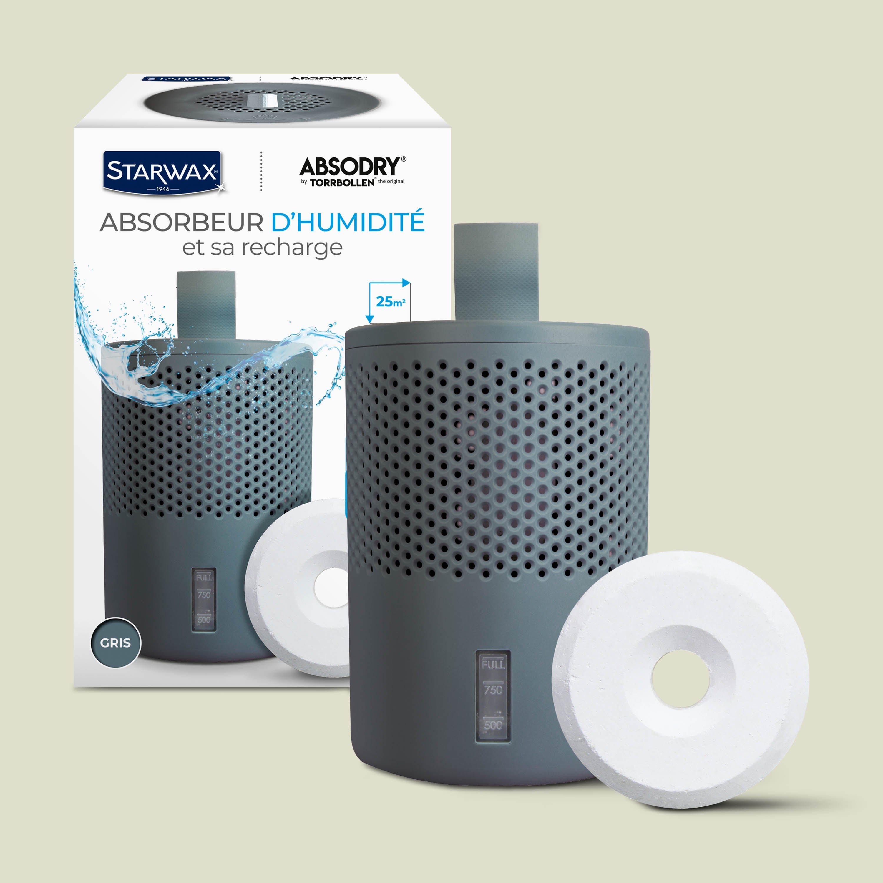 STARWAX - Absorbeur d'humidité + 1 tablette 500g Gris