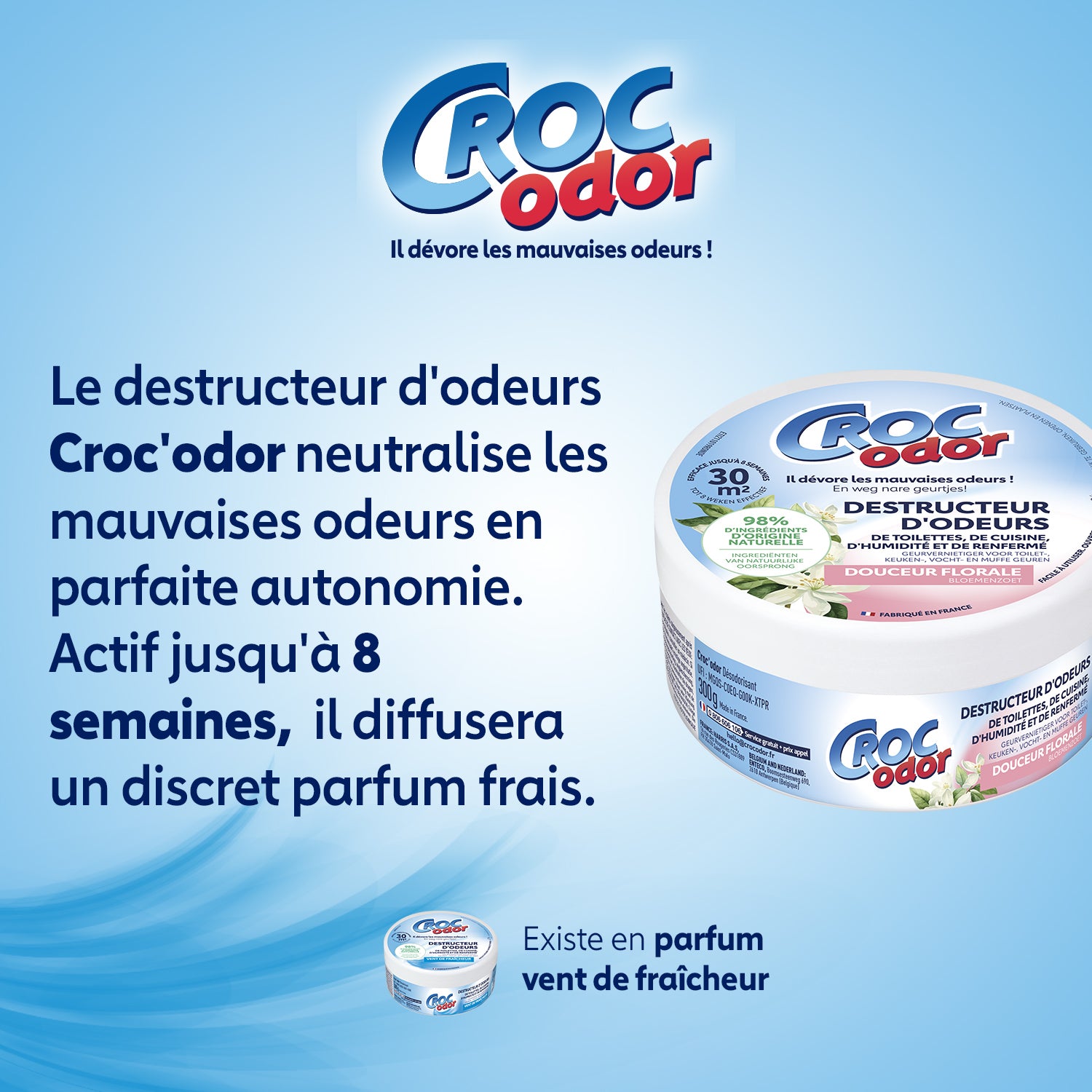 CROC ODOR - Destructeur d'odeurs douceur florale 300g