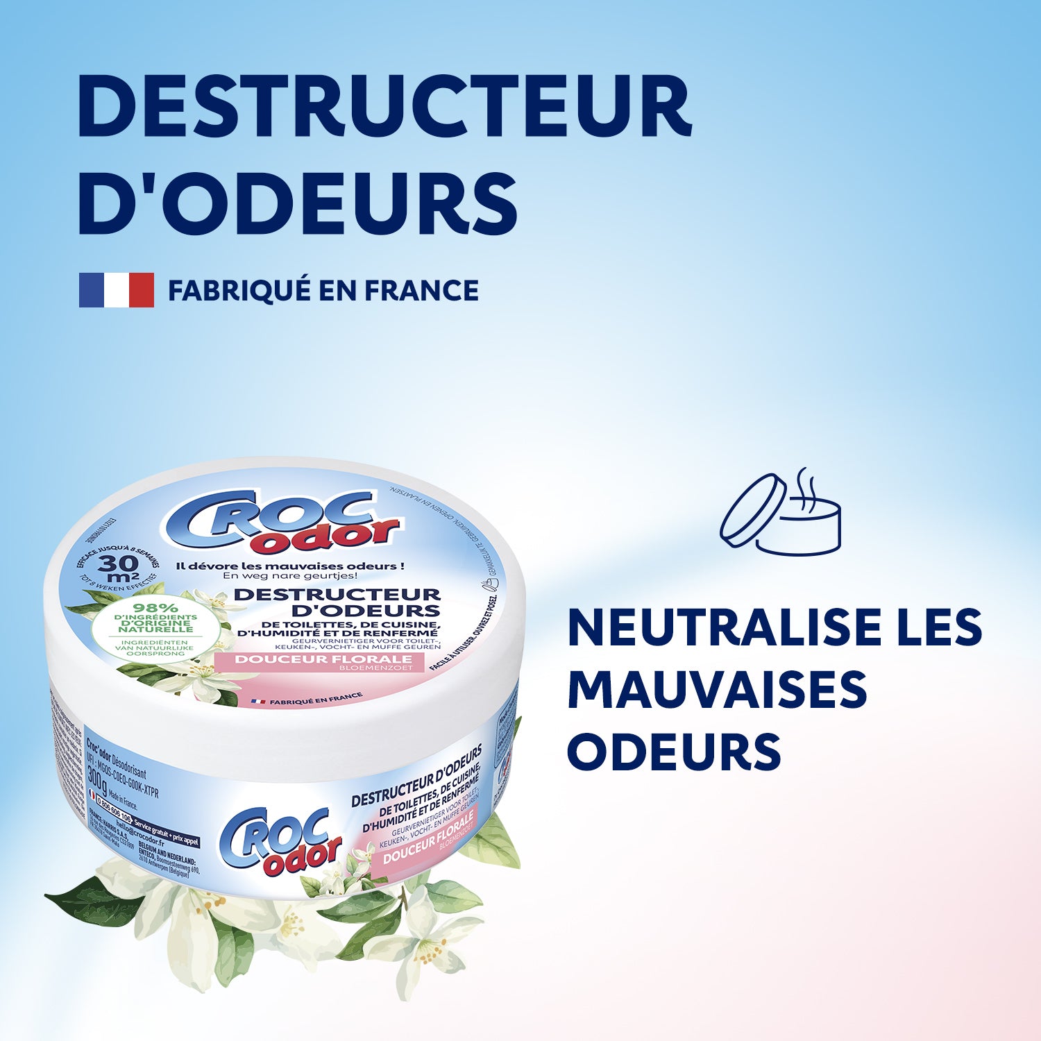 CROC ODOR - Destructeur d'odeurs douceur florale 300g