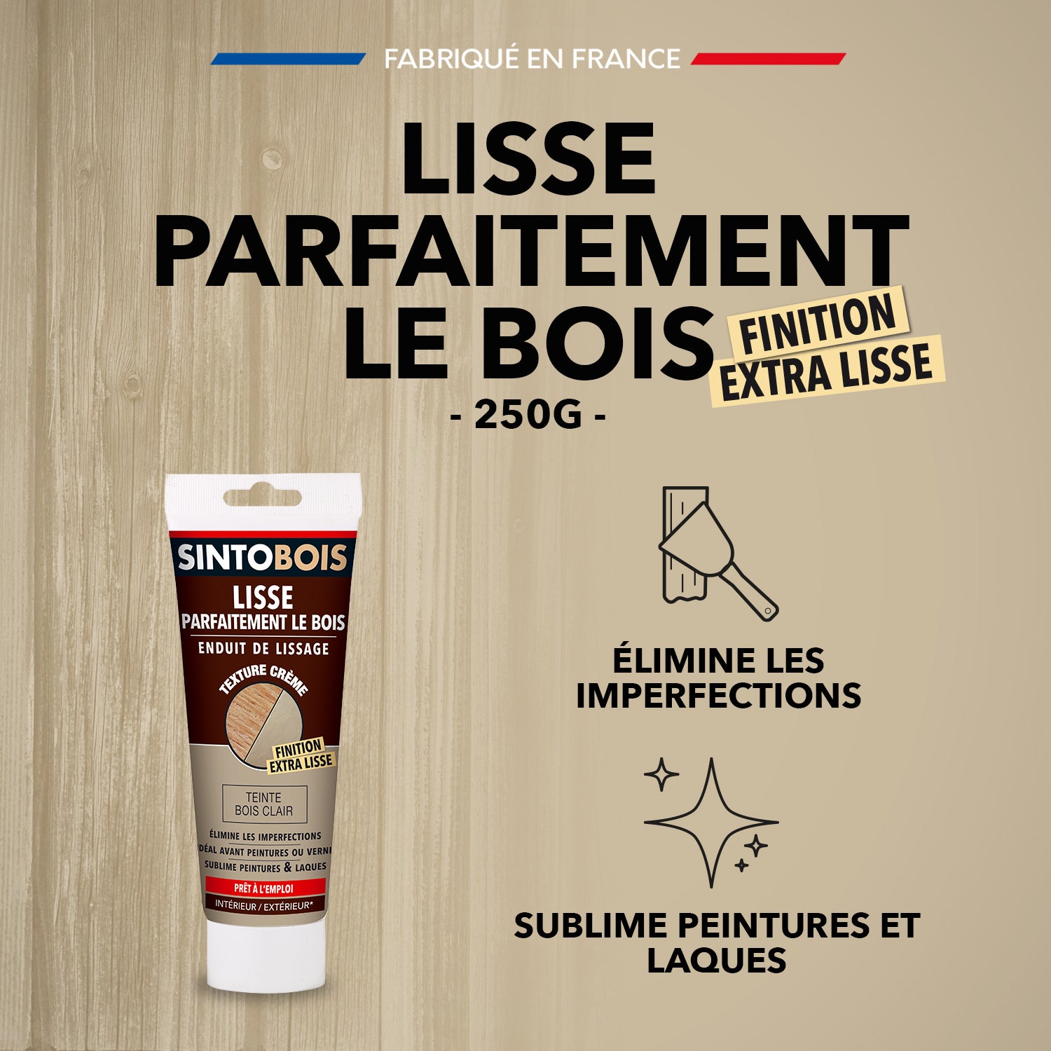 SINTO - Lisse parfaitement le bois 250g Bois clair