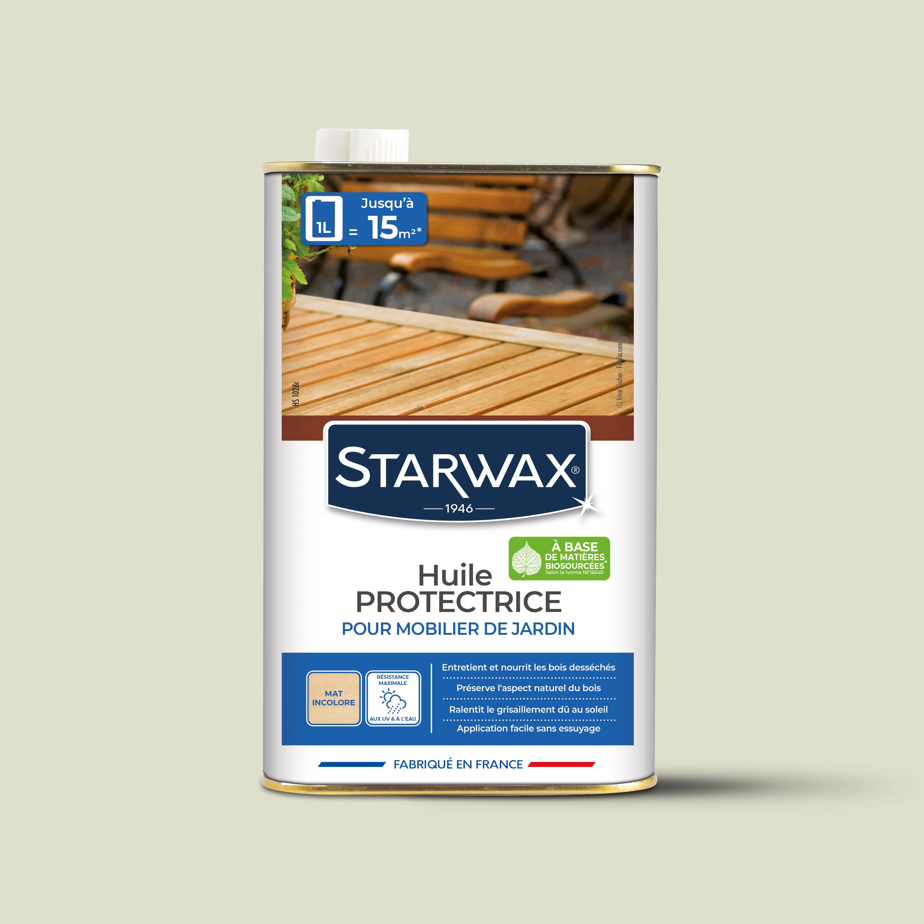 STARWAX - Huile protectrice pour mobilier de jardin 1L Incolore