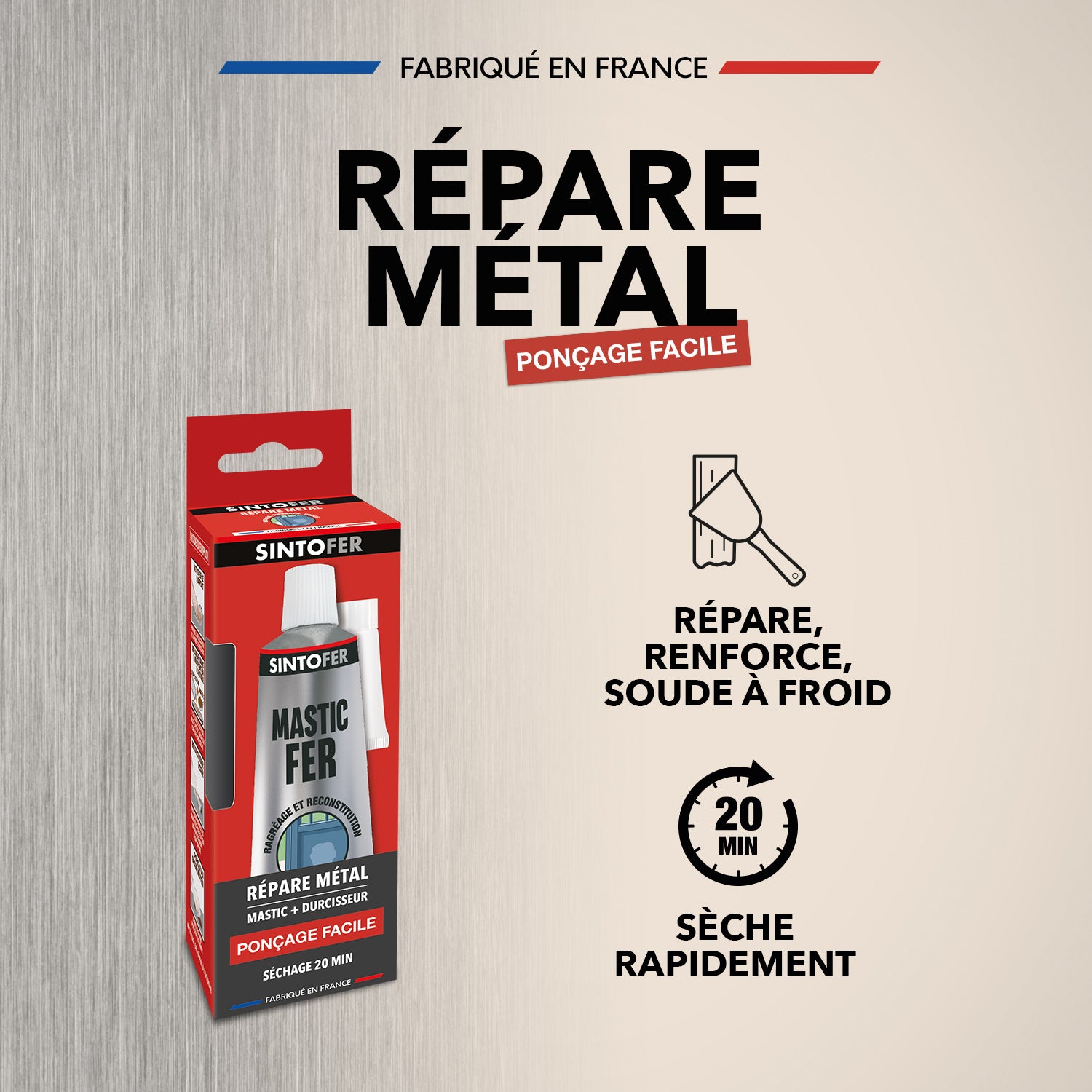 SINTO - Répare métal standard 120g Blanc