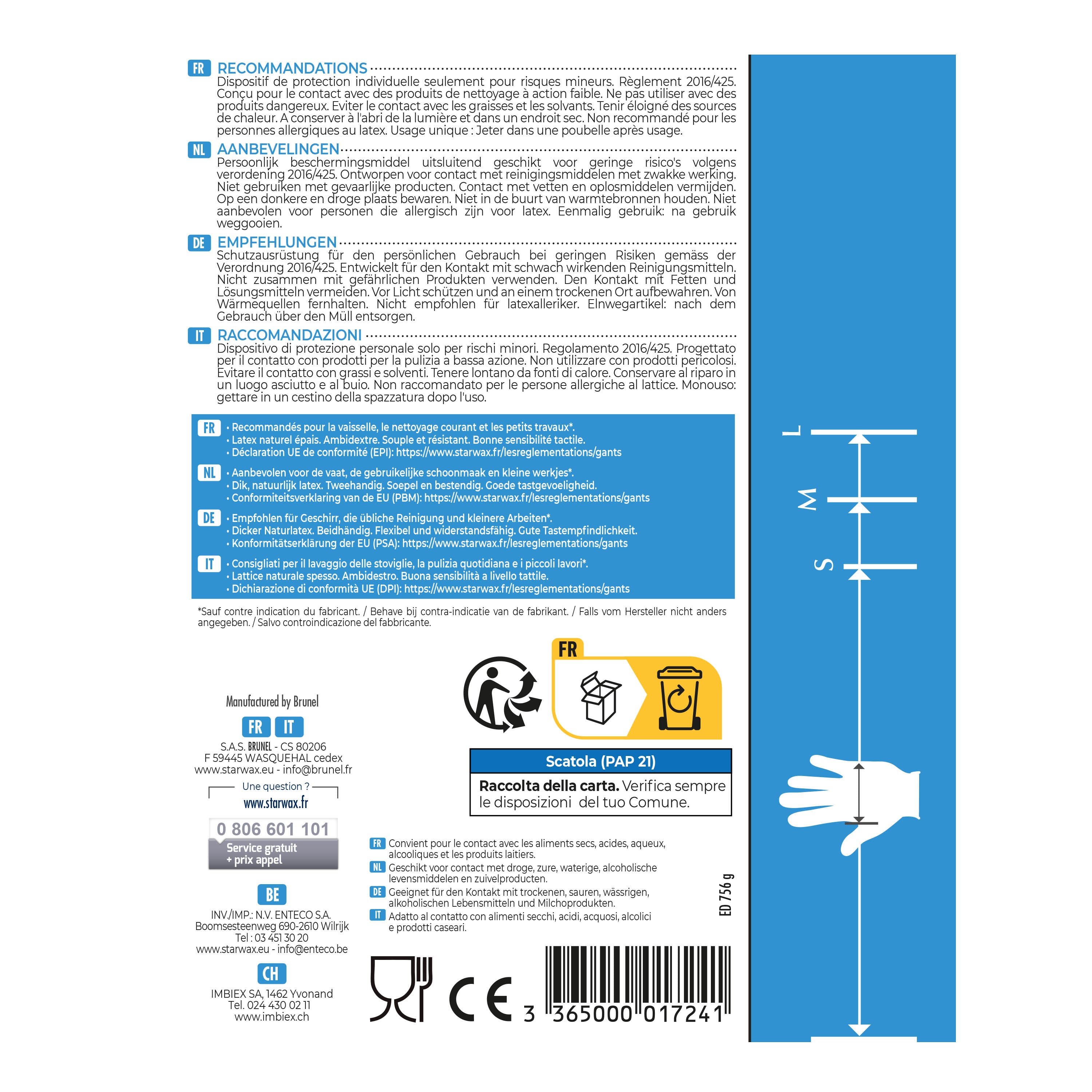 STARWAX - Gants latex épais X10 M