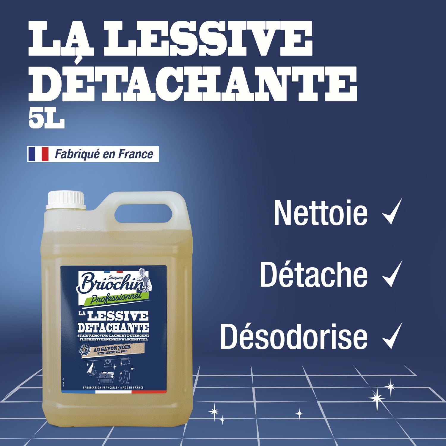 JACQUES BRIOCHIN PRO - La Lessive au Savon Noir - Détachante 5L Parfum bouquet floral