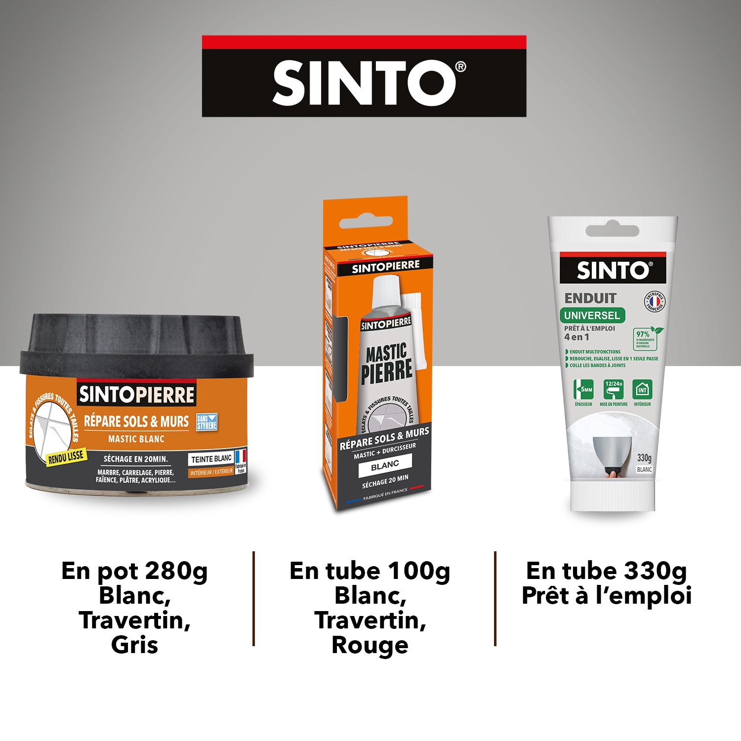 SINTO - Enduit universel pâte 330g Blanc