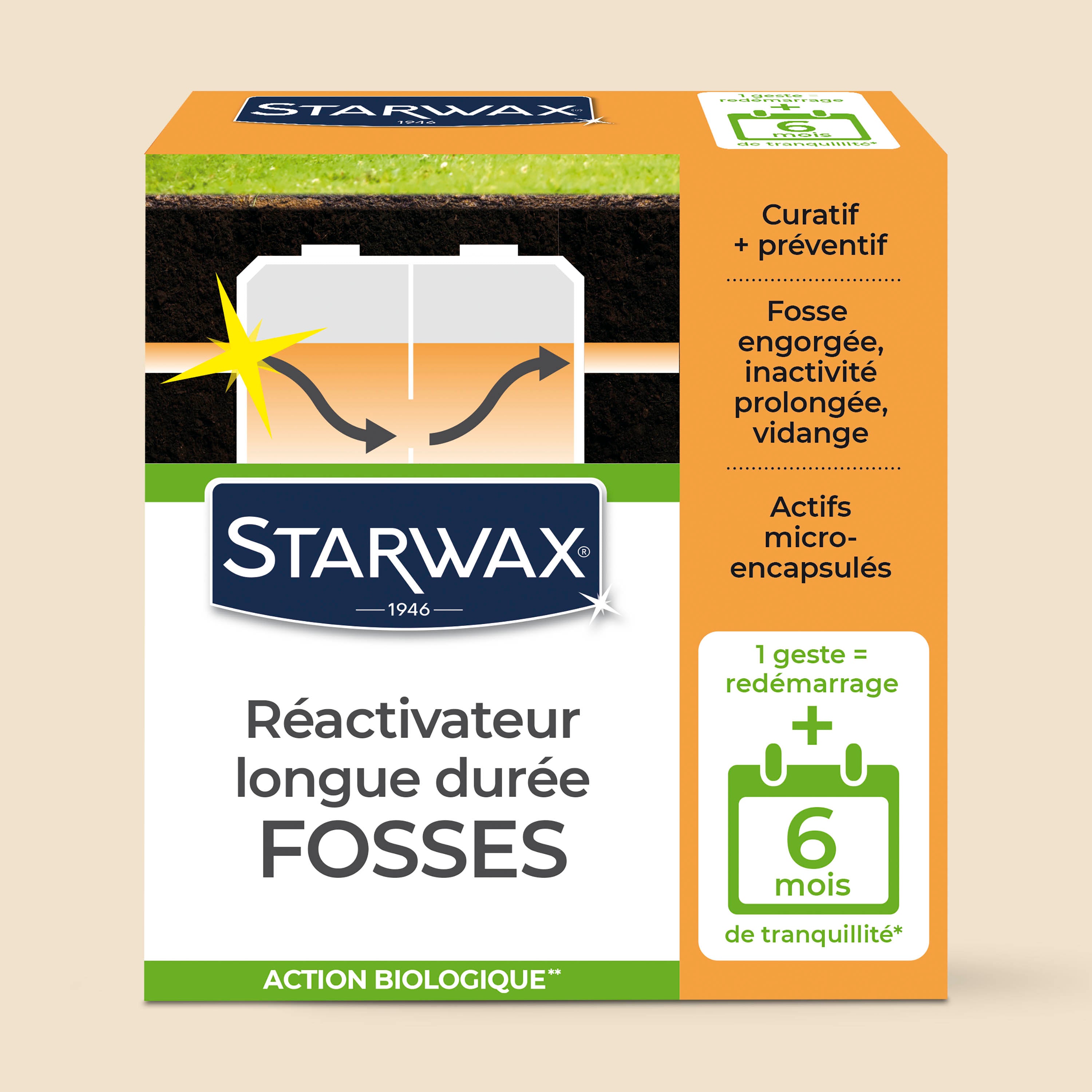 STARWAX - Ré-activateur longue durée pour fosses septiques 500g