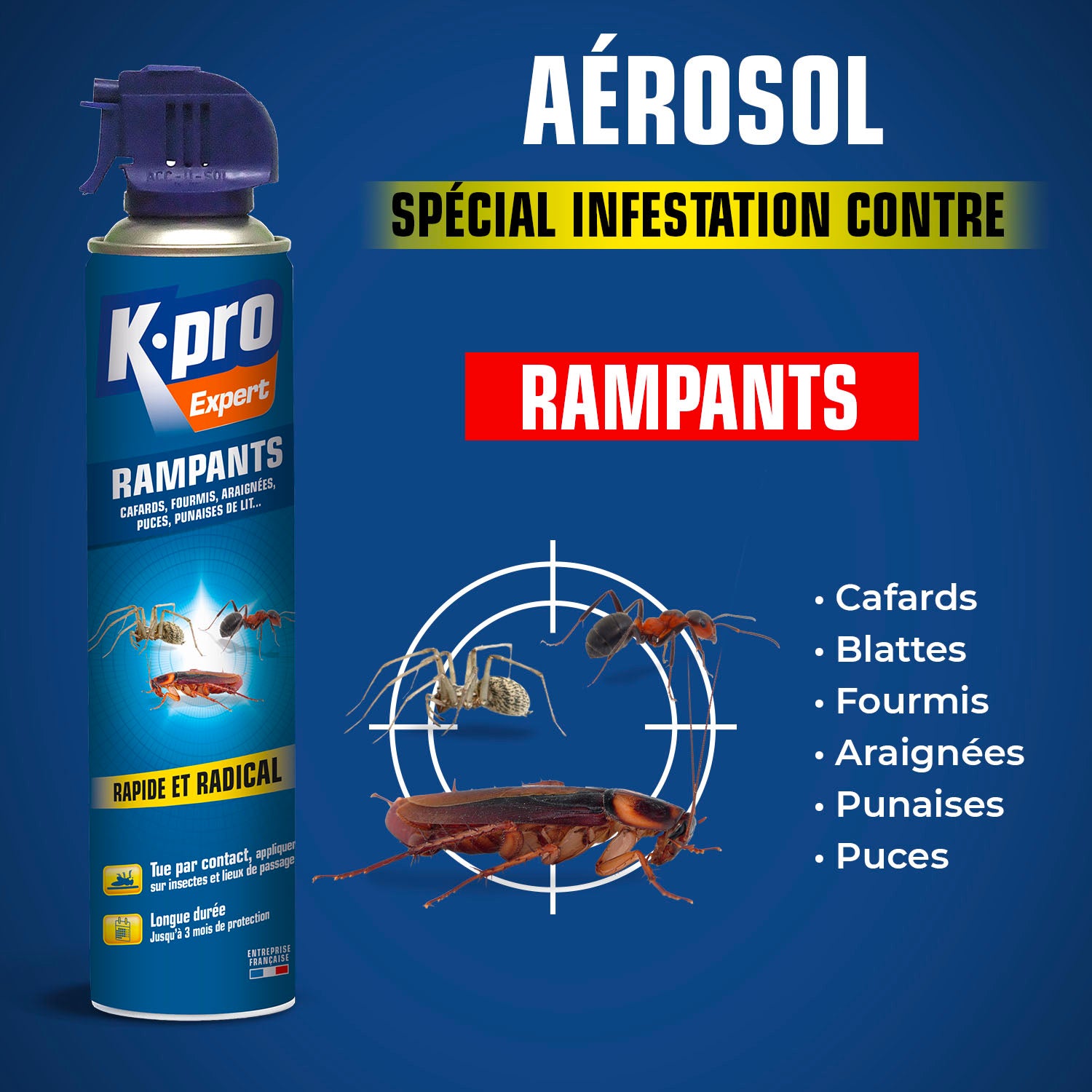 K.PRO - Aérosol tous insectes RAMPANTS 400ml