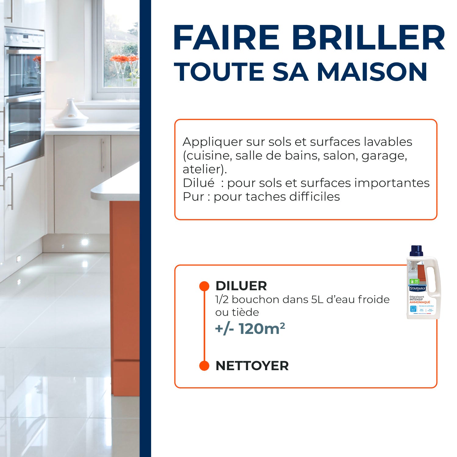 STARWAX - Dégraissant intensif ammoniaqué multi-usages 1L