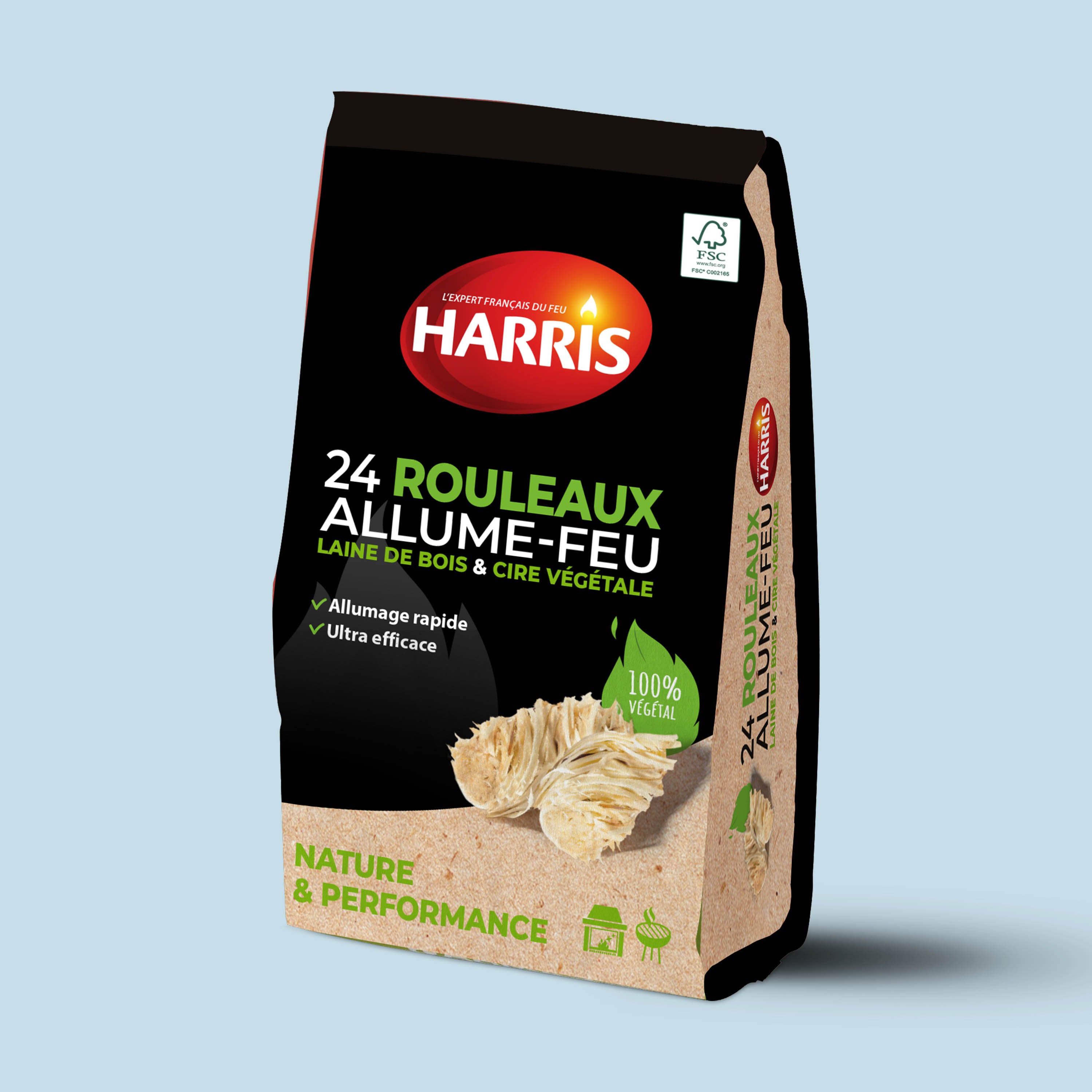HARRIS - 24 rouleaux allume-feu 100% naturels FSC® x24