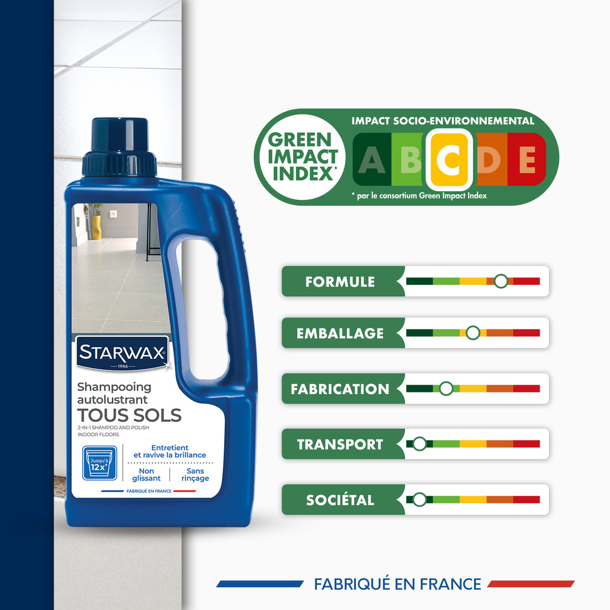 Shampooing autolustrant pour sols intérieurs