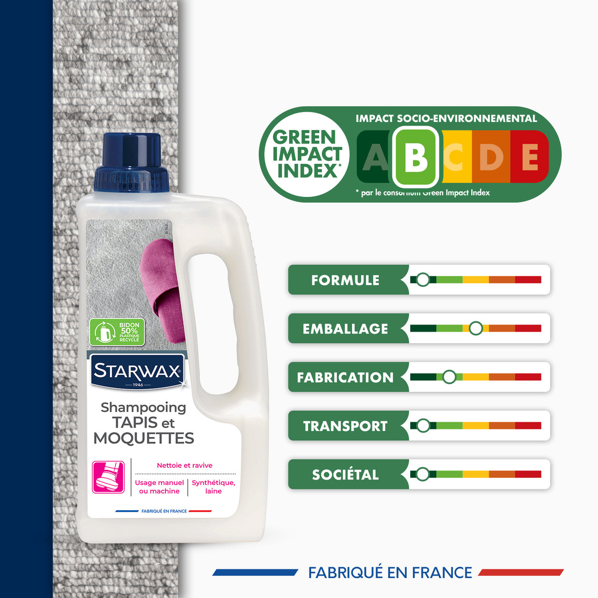 Shampooing raviveur pour tapis et moquettes