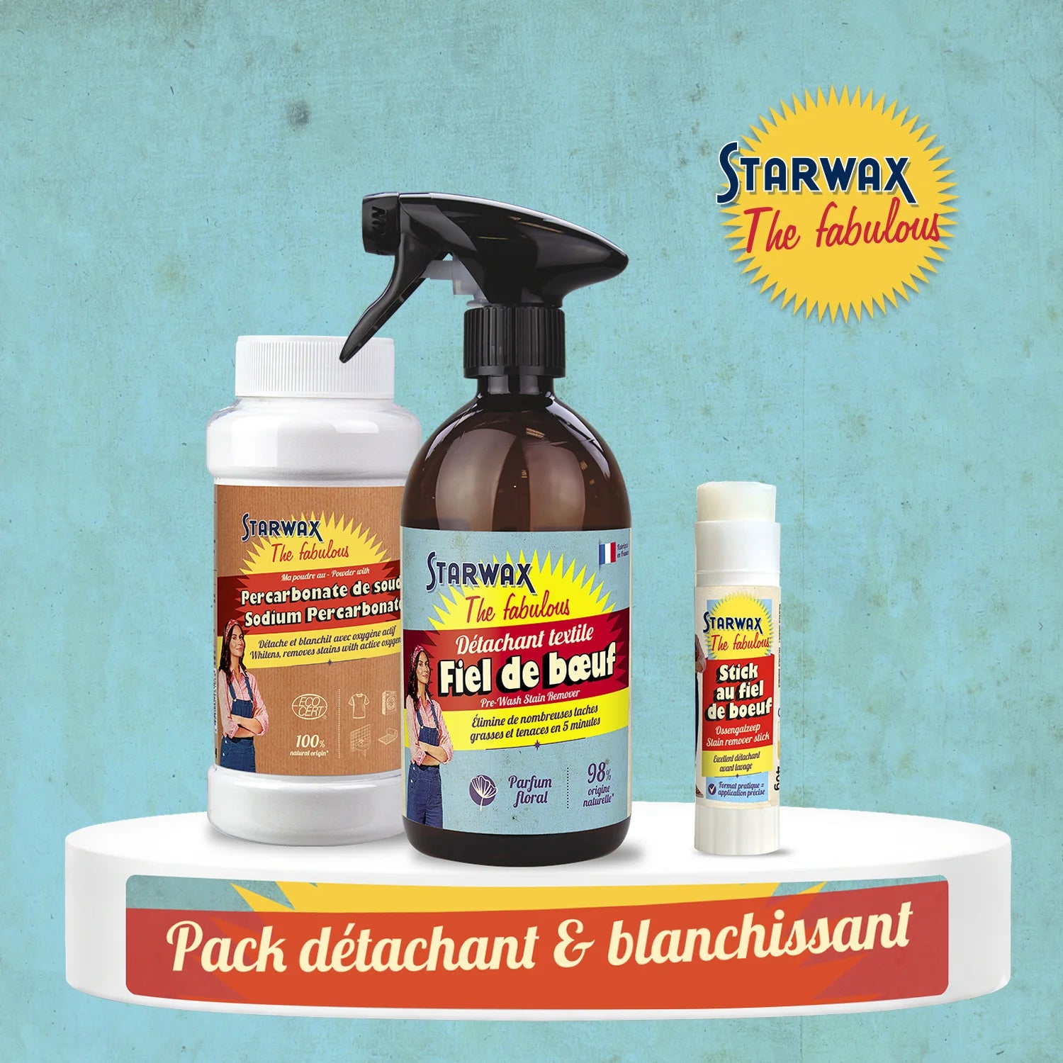 Pack Détachage Express & Blanc Éclatant :  La solution pour un linge impeccable