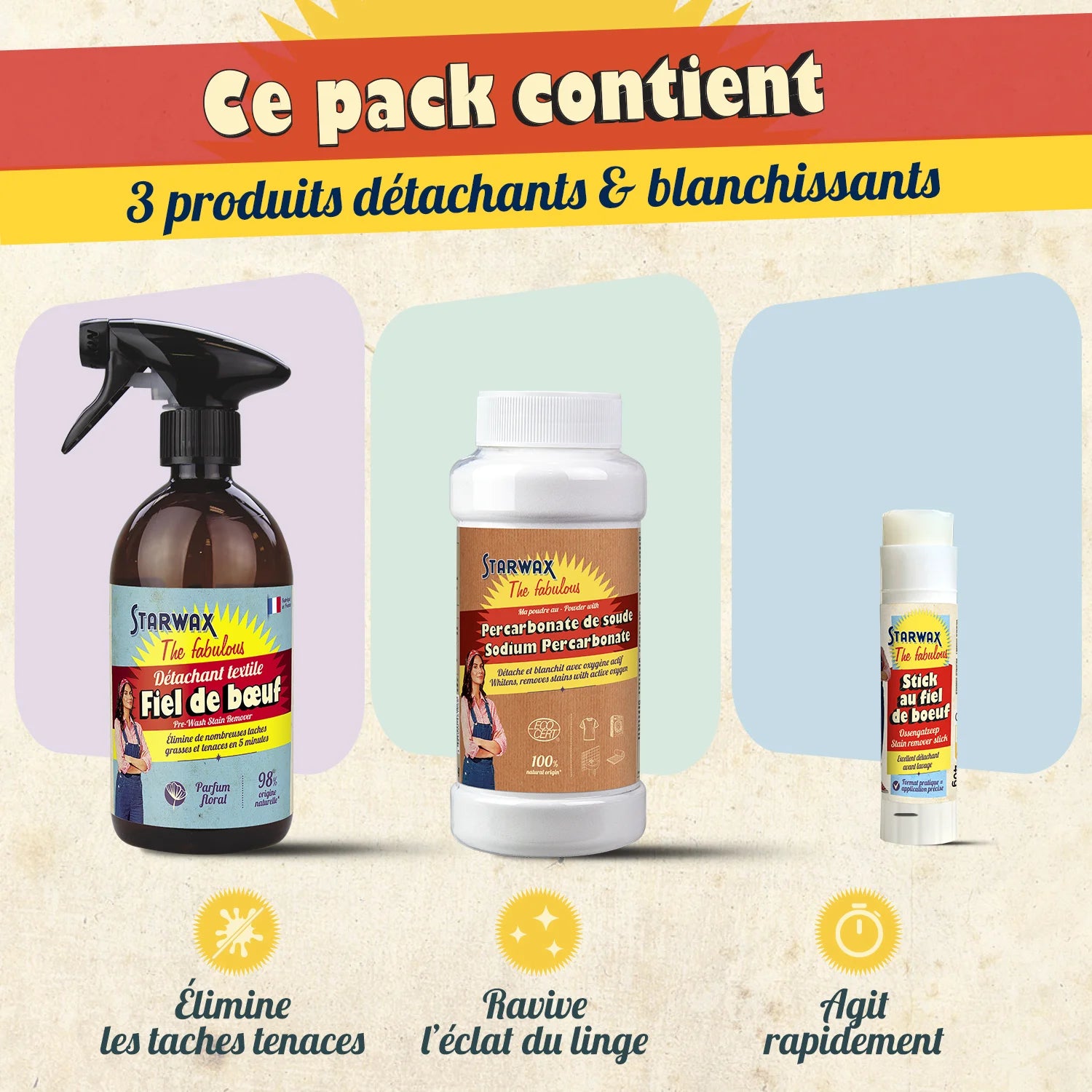 Pack Détachage Express & Blanc Éclatant :  La solution pour un linge impeccable