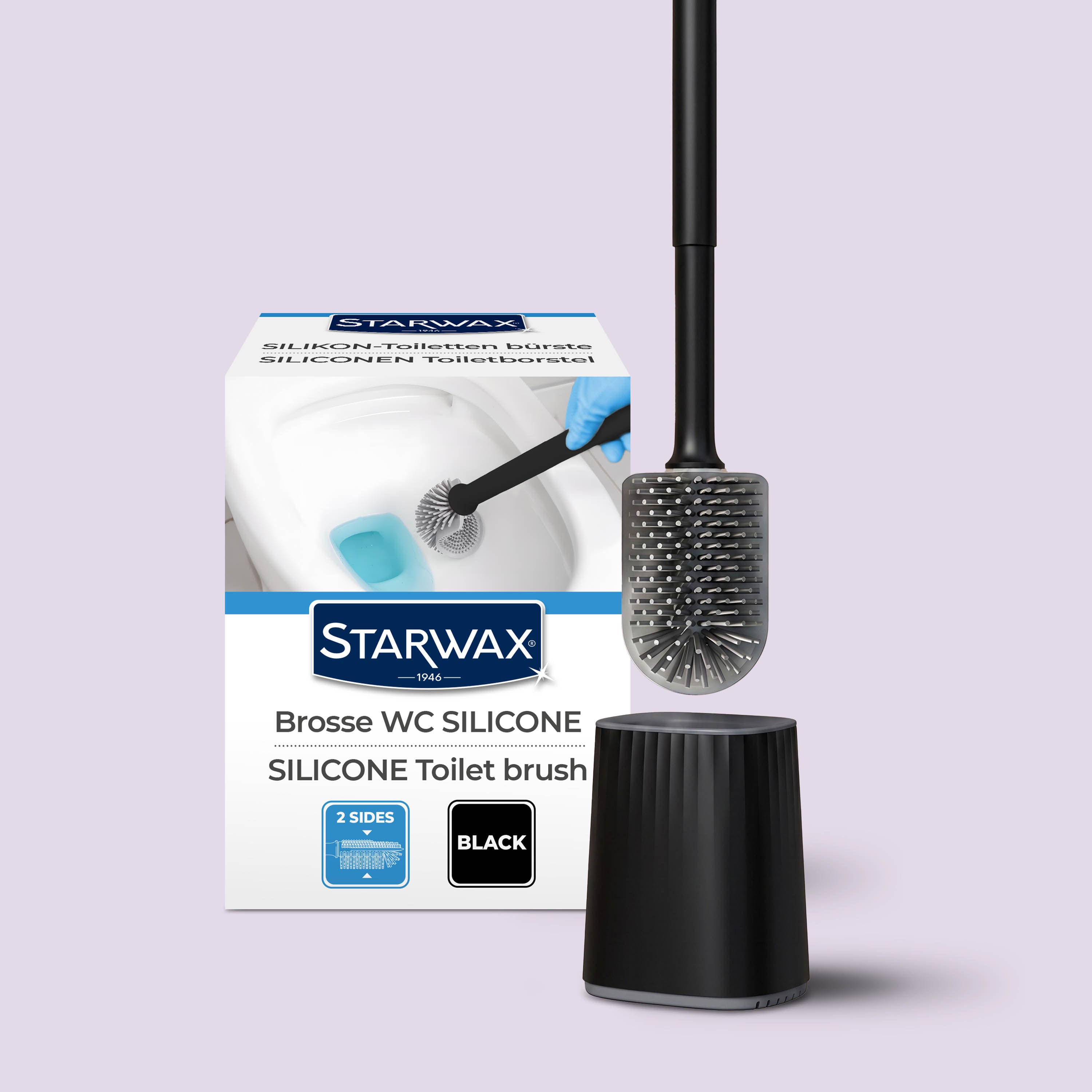 Balayette WC silicone avec support mural