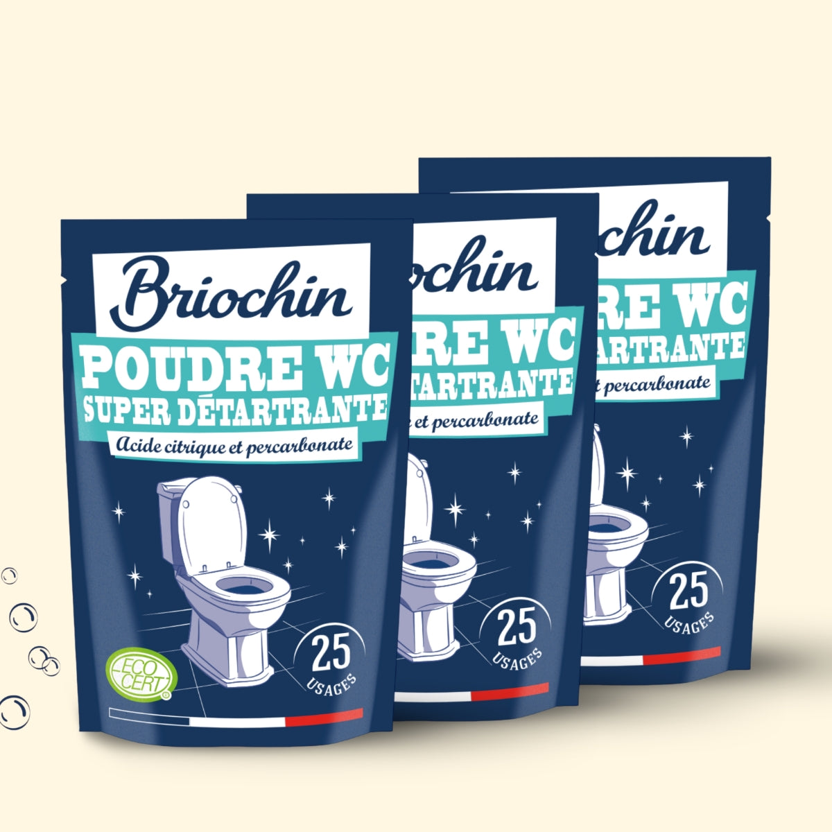Lot de 3 Poudre WC super détartrante